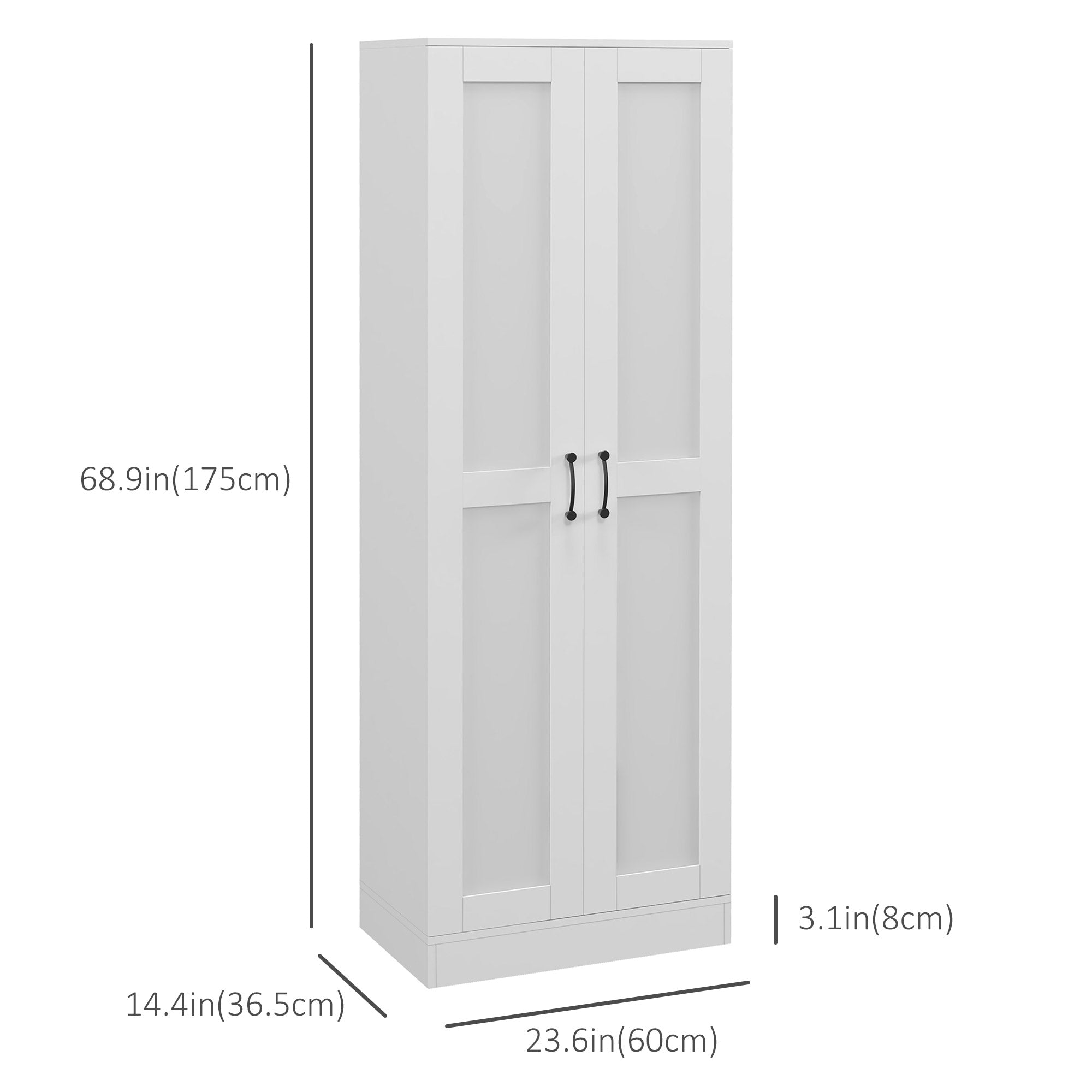 69" Pantry Cabinet with Storage, Kitchen Pantry Storage Cabinet with Soft Close Doors and Adjustable Shelves, White-DECOROLALA