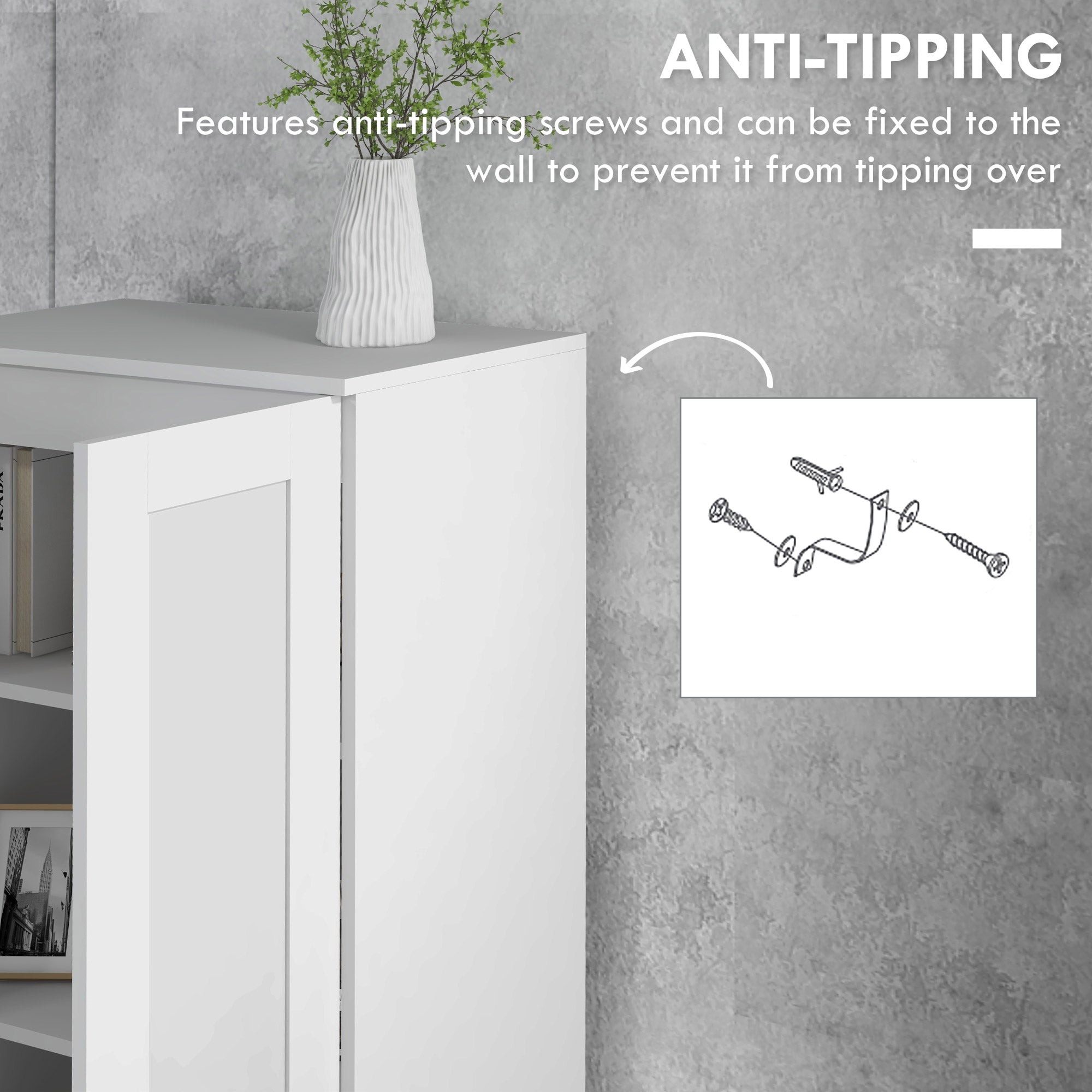 69" Pantry Cabinet with Storage, Kitchen Pantry Storage Cabinet with Soft Close Doors and Adjustable Shelves, White-DECOROLALA