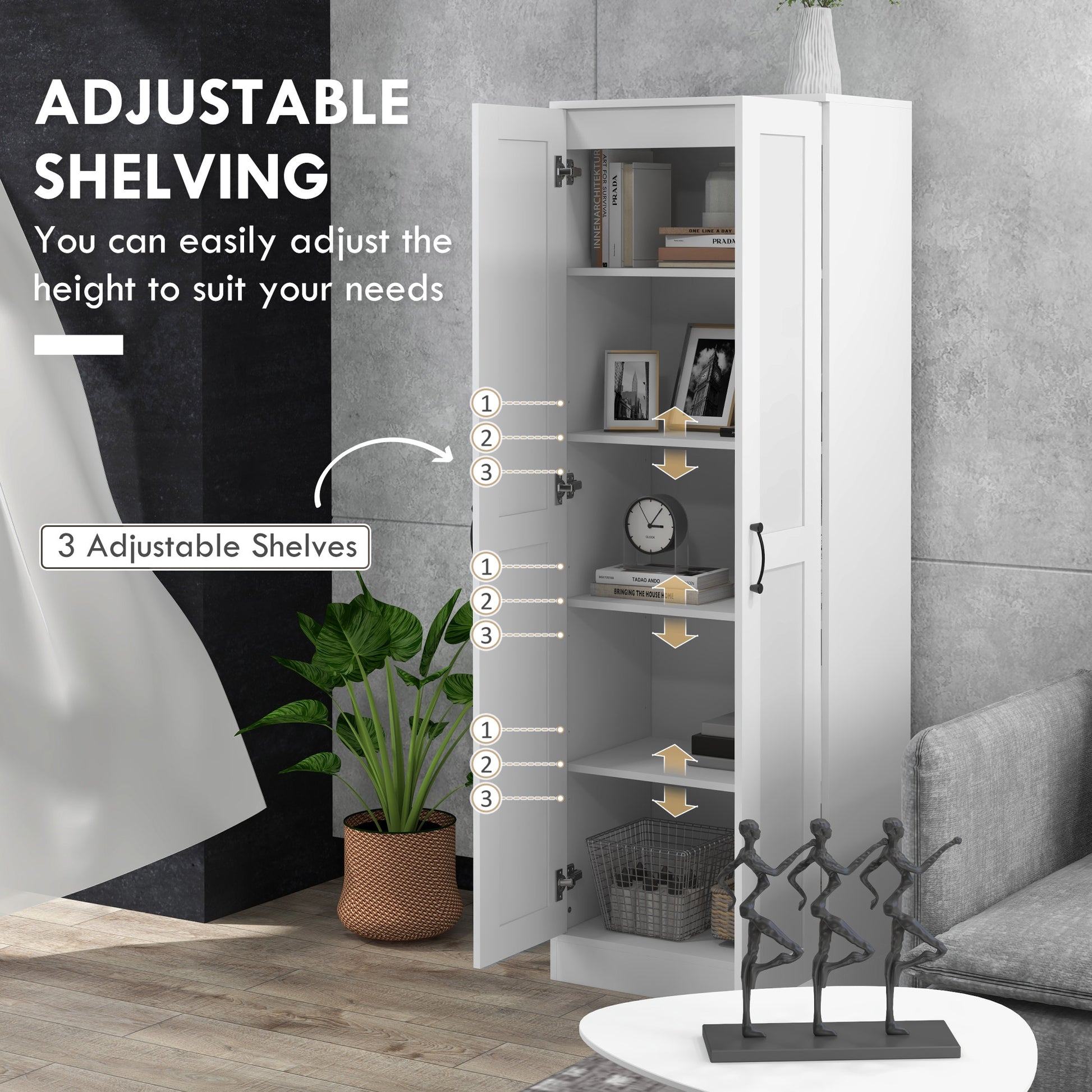 69" Pantry Cabinet with Storage, Kitchen Pantry Storage Cabinet with Soft Close Doors and Adjustable Shelves, White-DECOROLALA
