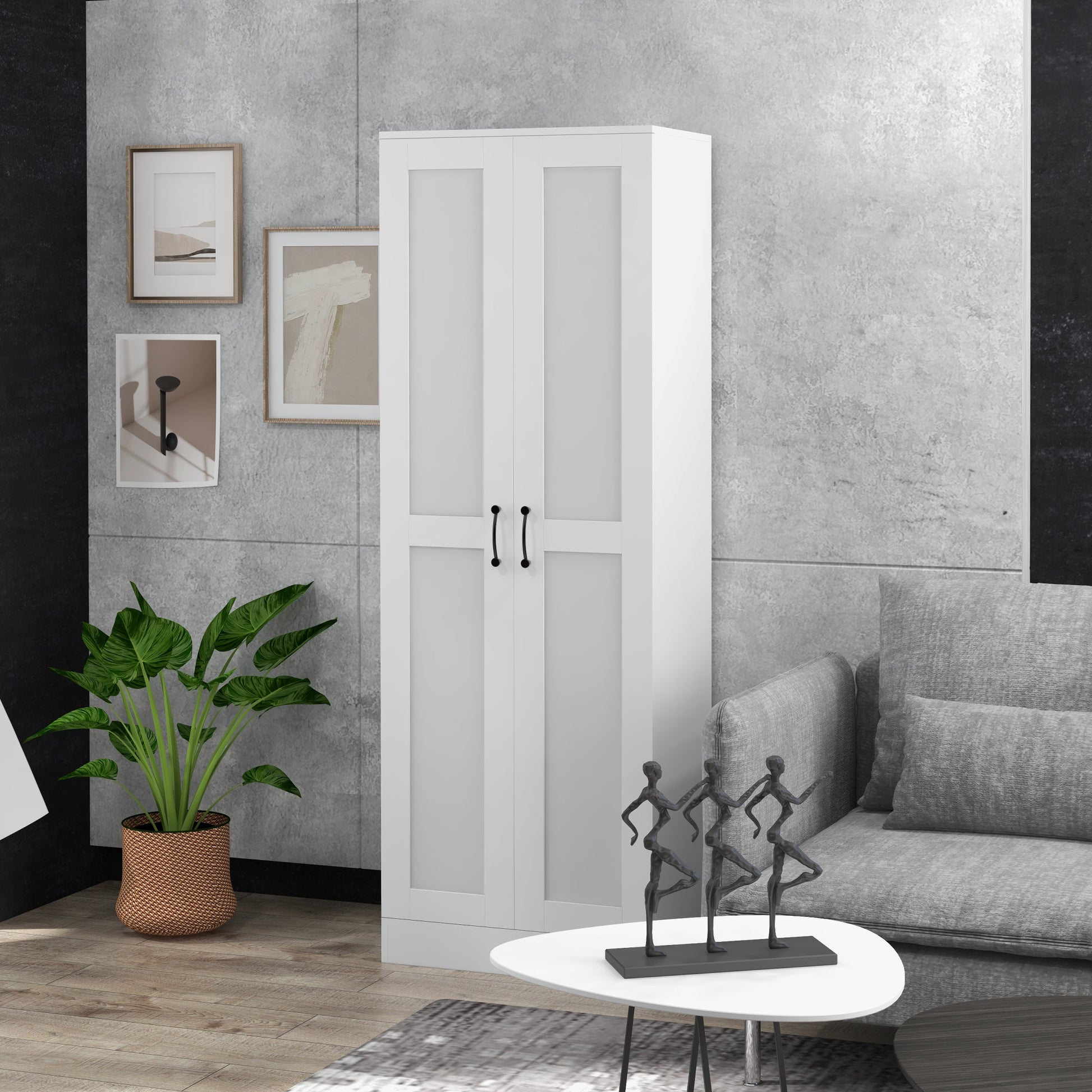 69" Pantry Cabinet with Storage, Kitchen Pantry Storage Cabinet with Soft Close Doors and Adjustable Shelves, White-DECOROLALA