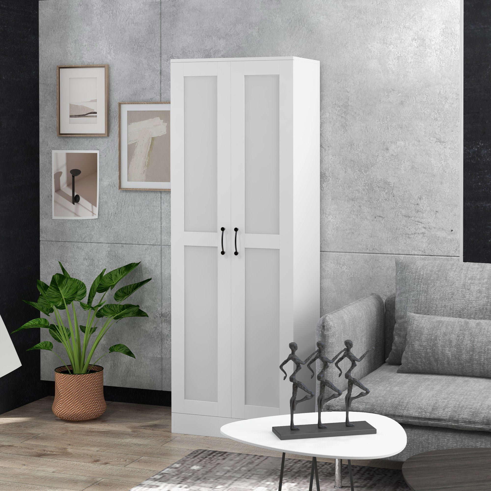 69" Pantry Cabinet with Storage, Kitchen Pantry Storage Cabinet with Soft Close Doors and Adjustable Shelves, White-DECOROLALA