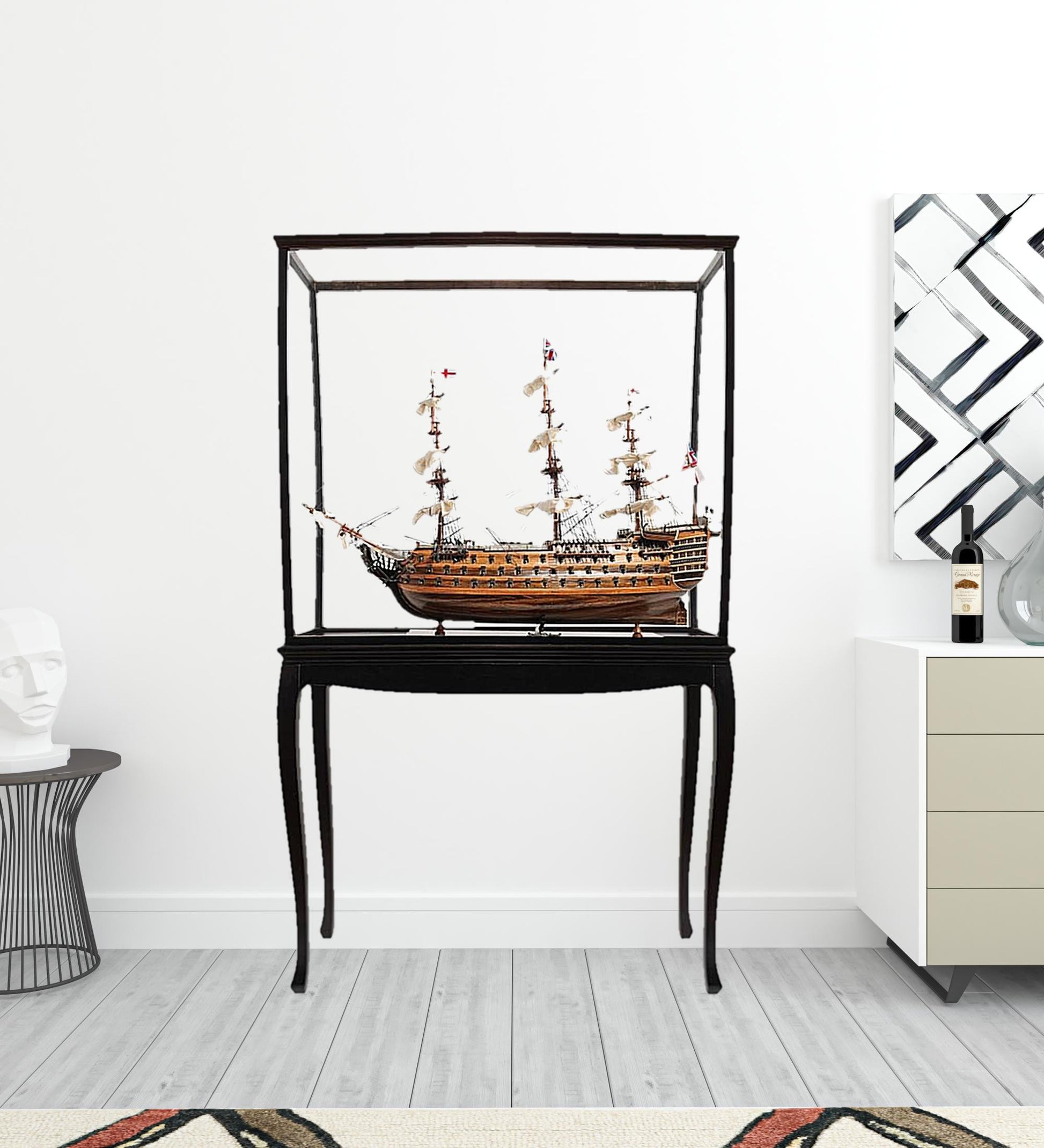 69" Wood Brown HMS Victory Large Floor Display Boat Hand Painted Decorative Boat-Sculptures-DECOROLALA