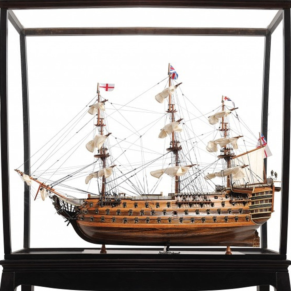 69" Wood Brown HMS Victory Large Floor Display Boat Hand Painted Decorative Boat-Sculptures-DECOROLALA