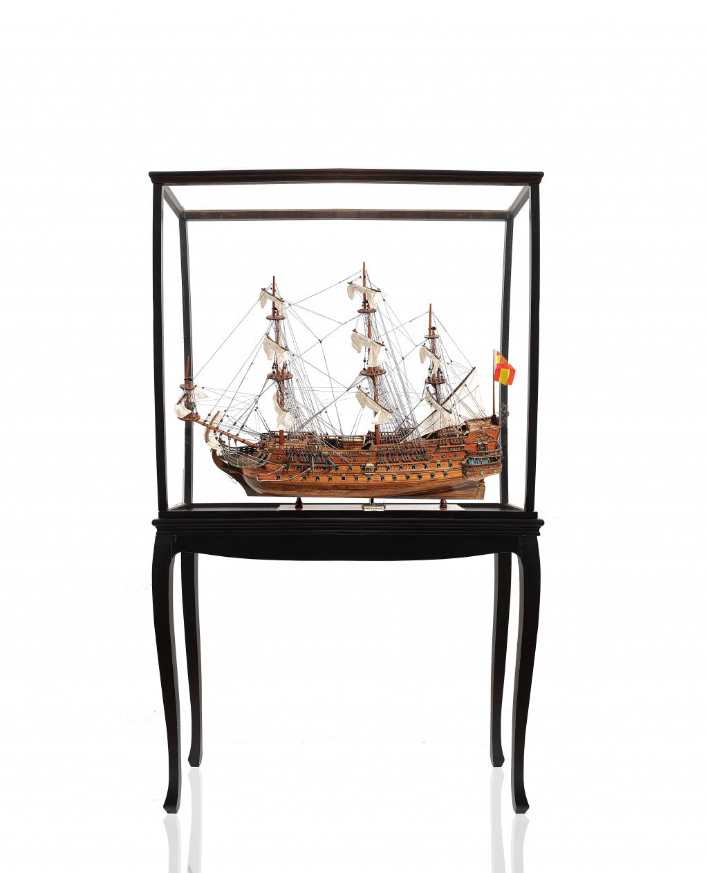 69" Wood Brown Solid Wood Hand Painted San Felipe Large Floor Display Model Boat-Sculptures-DECOROLALA