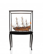 69" Wood Brown Solid Wood Hand Painted San Felipe Large Floor Display Model Boat-Sculptures-DECOROLALA