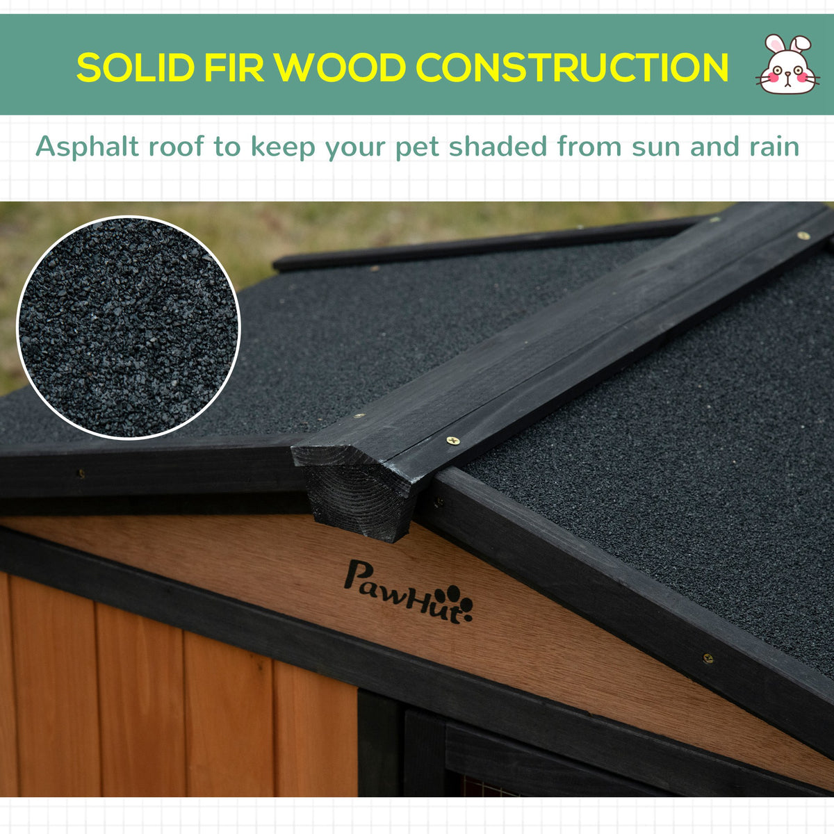 69" Wooden Rabbit Hutch - Black Fir Wood Pet Playpen with Run Box-Small Animals-DECOROLALA