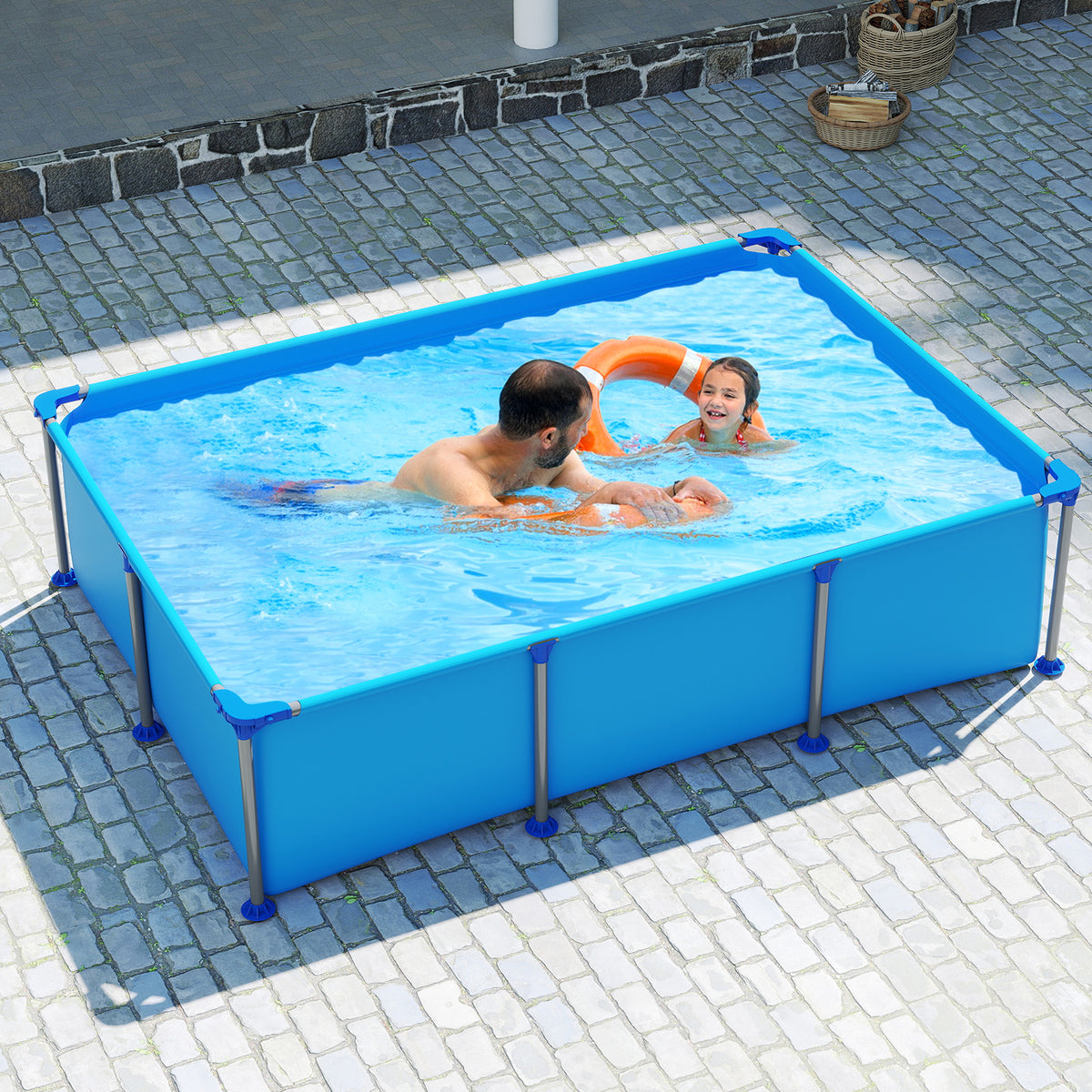 690/978/1158/1617 Gal Outdoor Family Swimming Pool with Metal Frame-6 ft-Swimming Pools-DECOROLALA