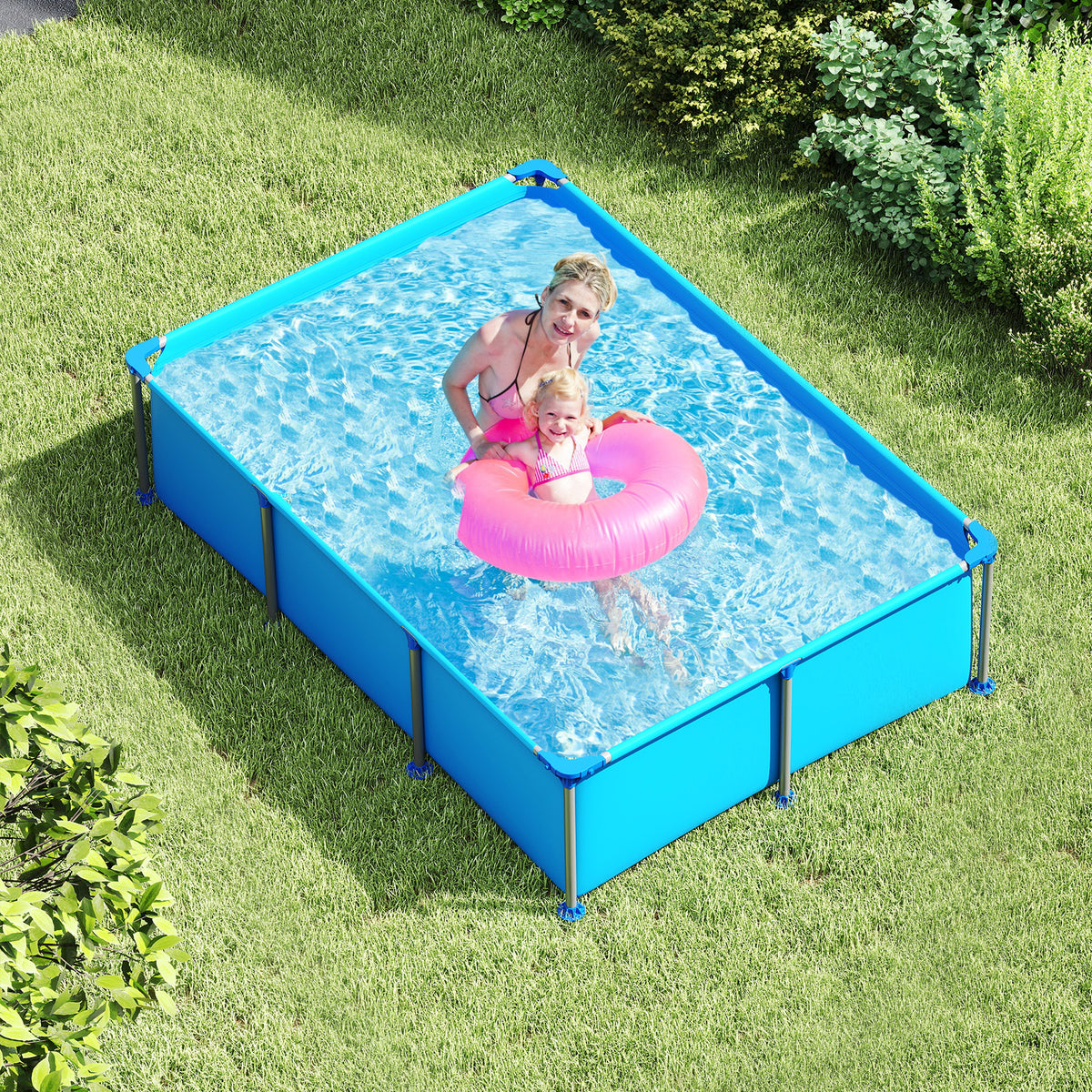 690/978/1158/1617 Gal Outdoor Family Swimming Pool with Metal Frame-6 ft-Swimming Pools-DECOROLALA
