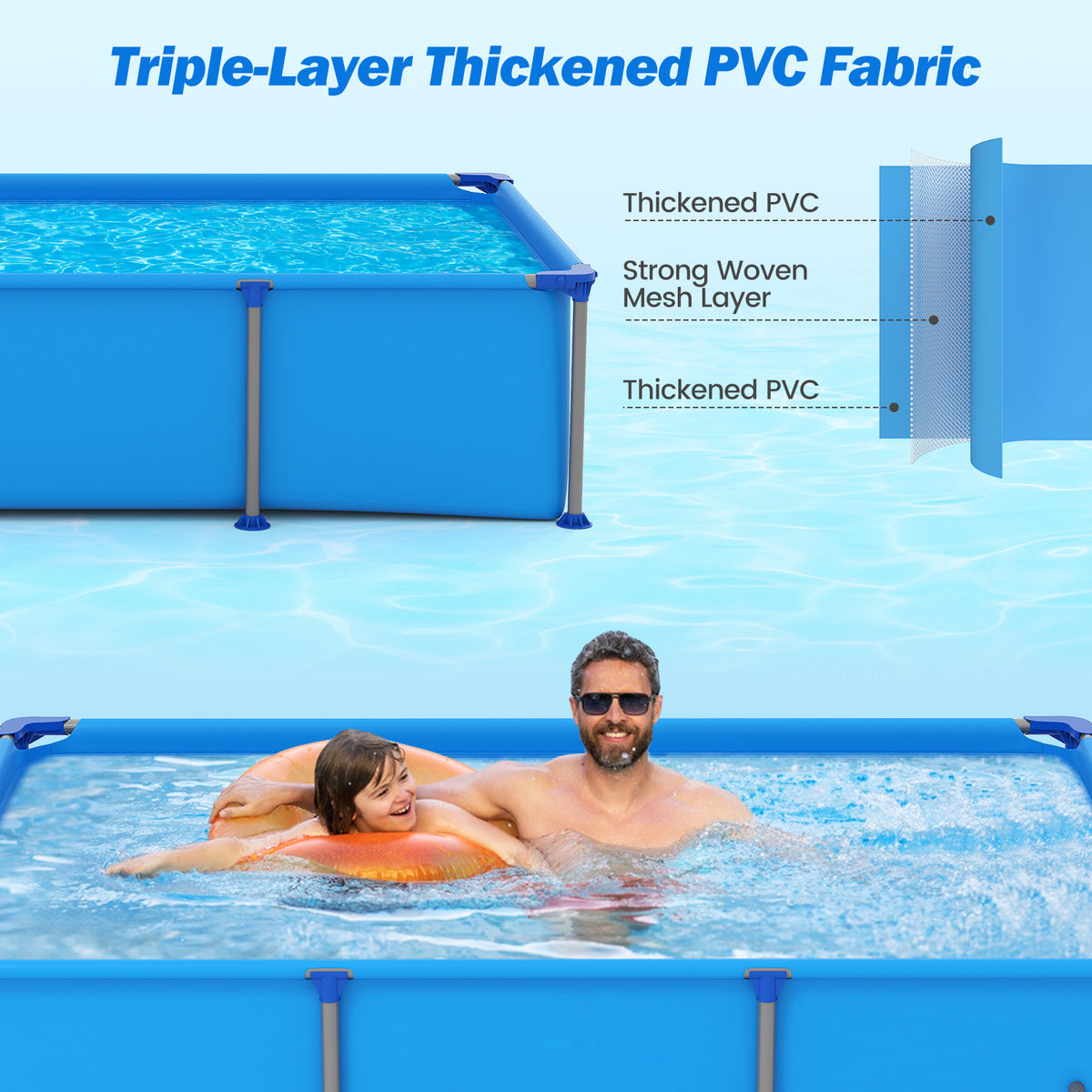 690/978/1158/1617 Gal Outdoor Family Swimming Pool with Metal Frame-6 ft-Swimming Pools-DECOROLALA