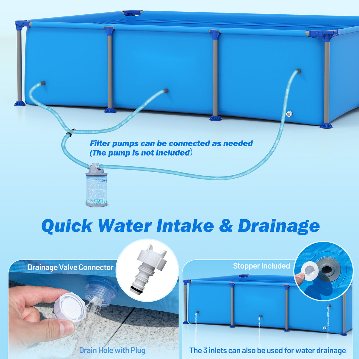 690/978/1158/1617 Gal Outdoor Family Swimming Pool with Metal Frame-6 ft-Swimming Pools-DECOROLALA