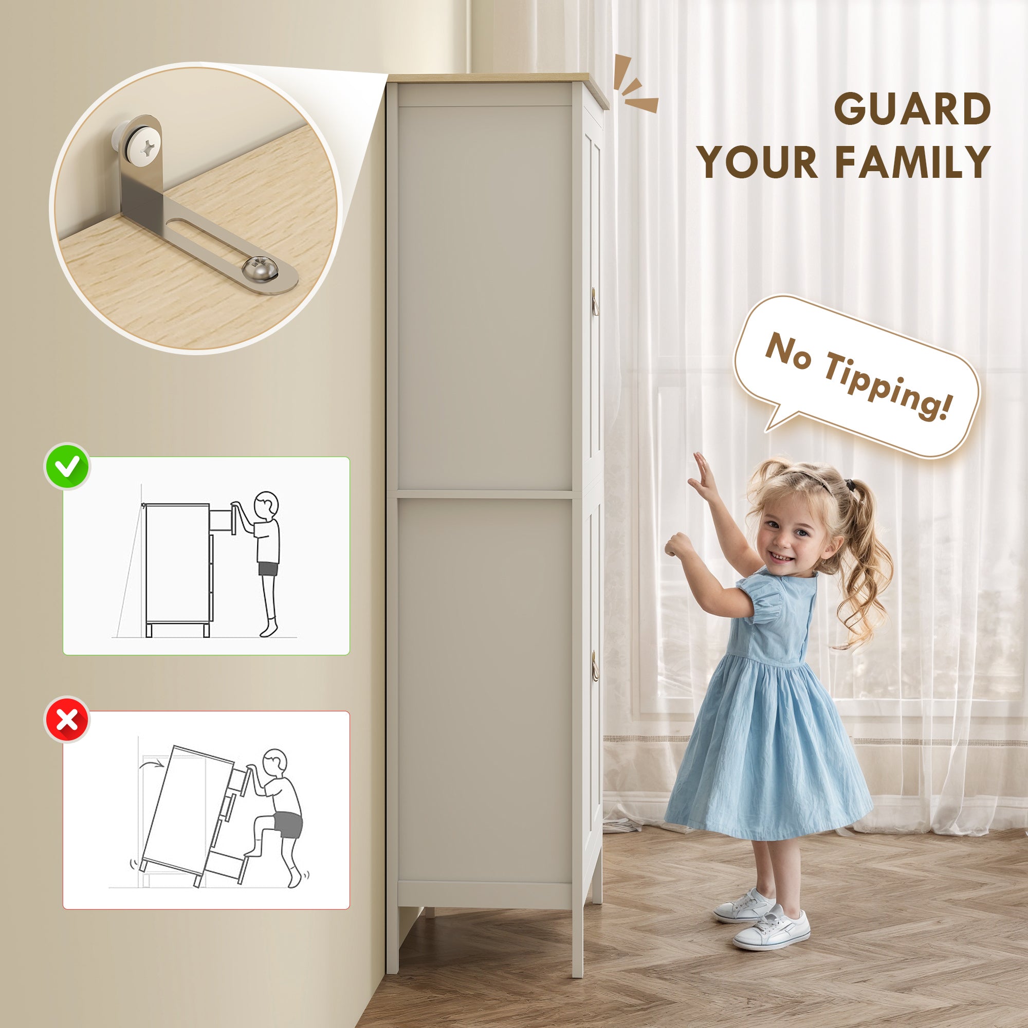 69.5" Kitchen Pantry Cabinet with LED Light, Motion Sensor, White, Modern Storage-DECOROLALA