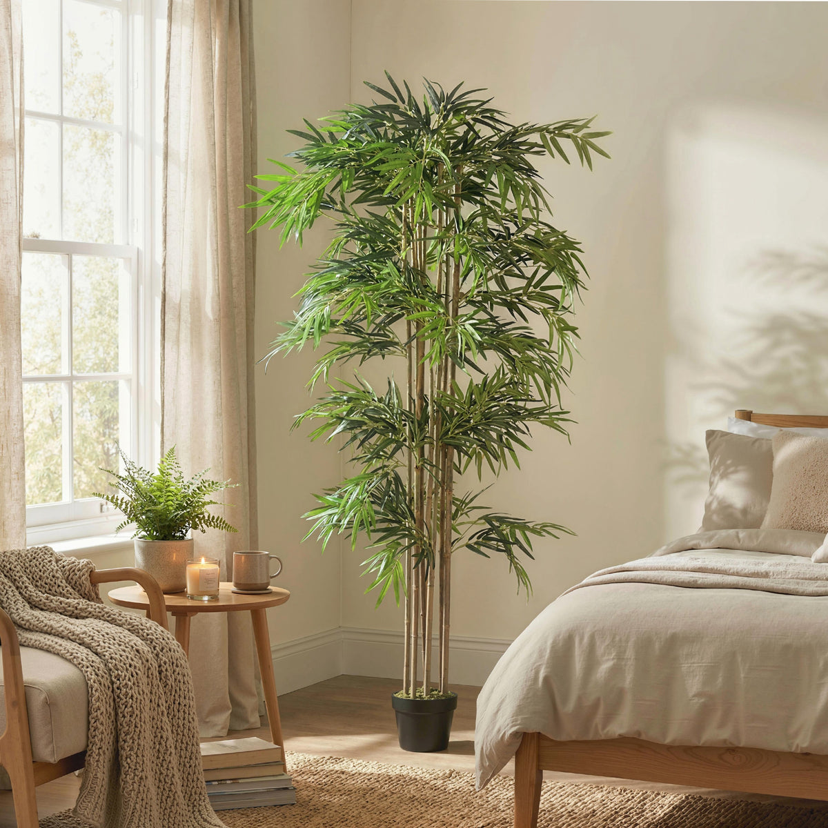 6FT Artificial Bamboo Tree, Fake Plant with 1530 Leaves, Greenery Plant in Nursery Pot for Indoor, Green-Artificial Trees-DECOROLALA