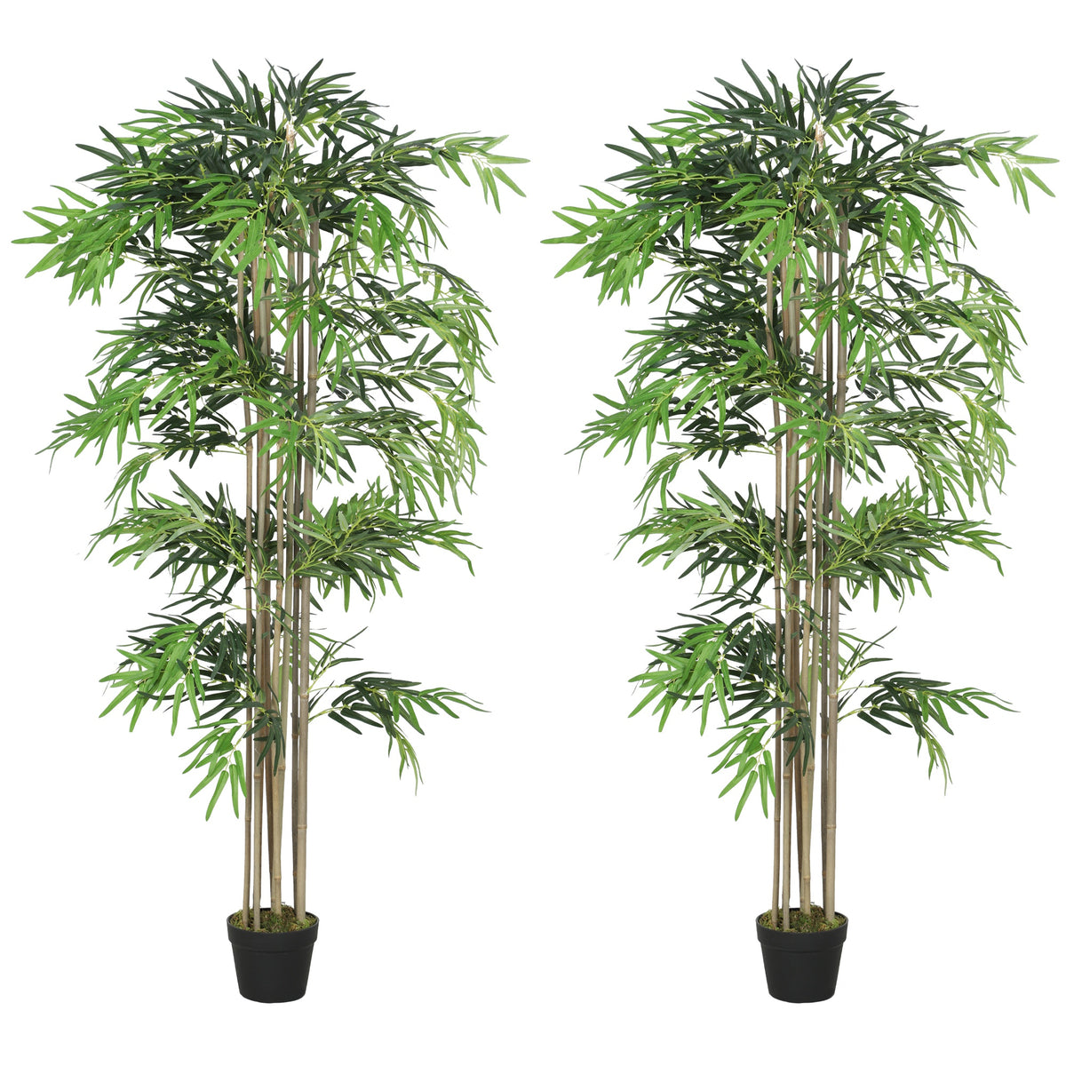 6FT Artificial Bamboo Tree Set of 2, Fake Plant with 1530 Leaves, Greenery Plant in Nursery Pot for Indoor, Green-Artificial Trees-DECOROLALA