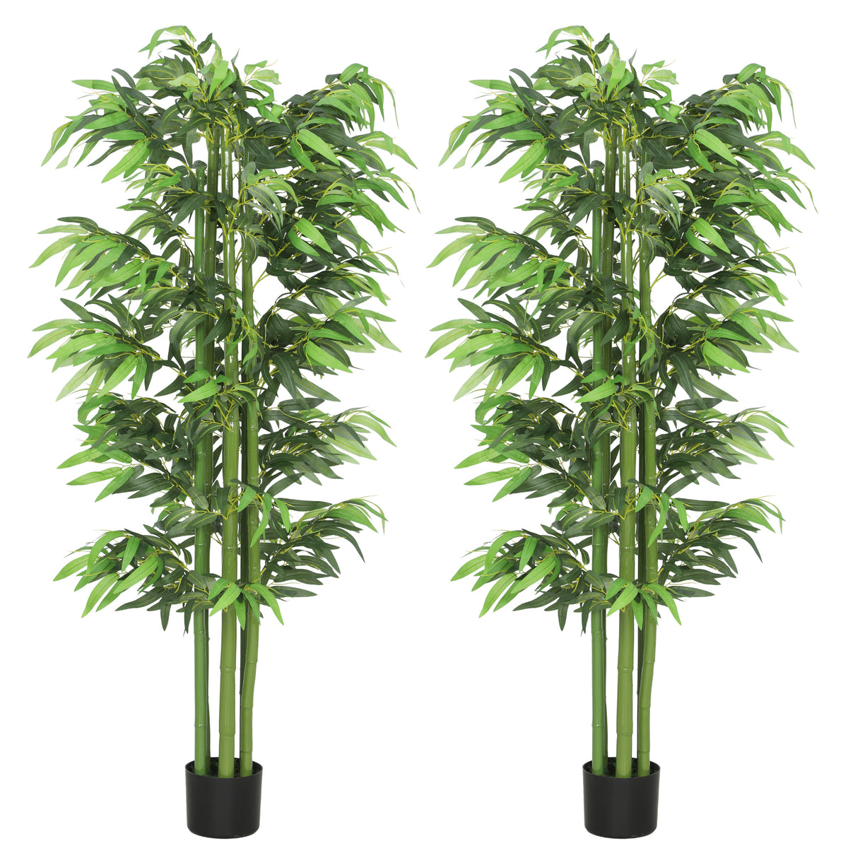 6FT Artificial Bamboo Trees Set of 2, Fake Plants with Nursery Pot for Indoor Decor-Artificial Trees-DECOROLALA