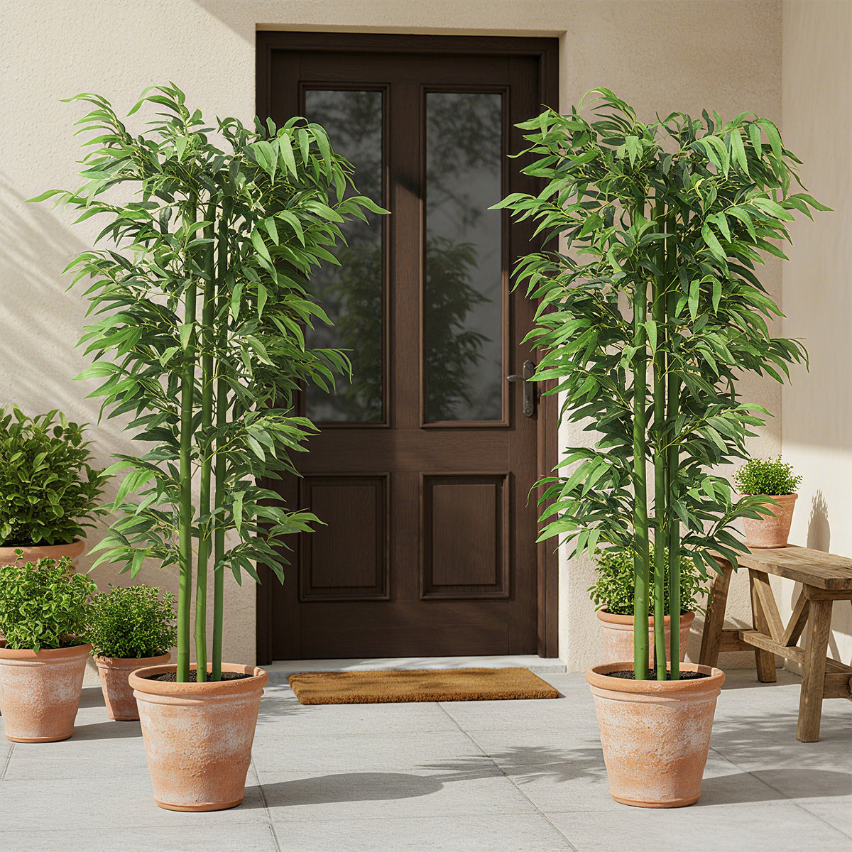6FT Artificial Bamboo Trees Set of 2, Fake Plants with Nursery Pot for Indoor Decor-Artificial Trees-DECOROLALA