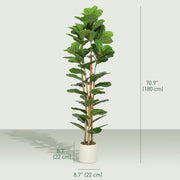 6FT Artificial Fiddle Leaf Fig Tree, Fake Potted Tree with Solid Wood Trunks and Lifelike Leaves for Indoor Decor, Green-Artificial Trees-DECOROLALA