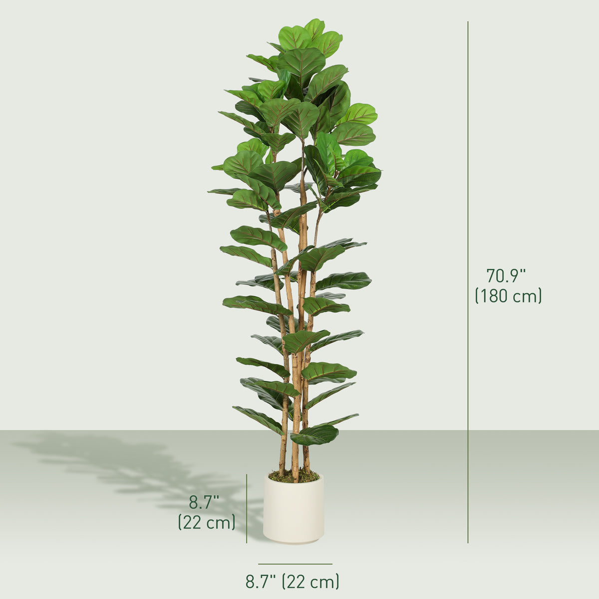 6FT Artificial Fiddle Leaf Fig Tree, Fake Potted Tree with Solid Wood Trunks and Lifelike Leaves for Indoor Decor, Green-Artificial Trees-DECOROLALA
