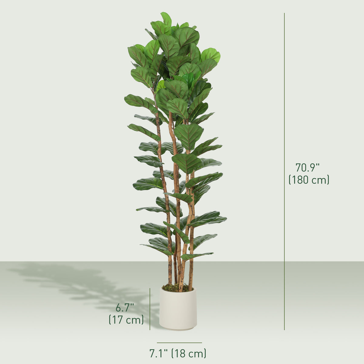 6FT Artificial Fiddle Leaf Fig Tree Set of 2, Fake Potted Tree with Solid Wood Trunks for Indoor Decor, Green-Artificial Trees-DECOROLALA