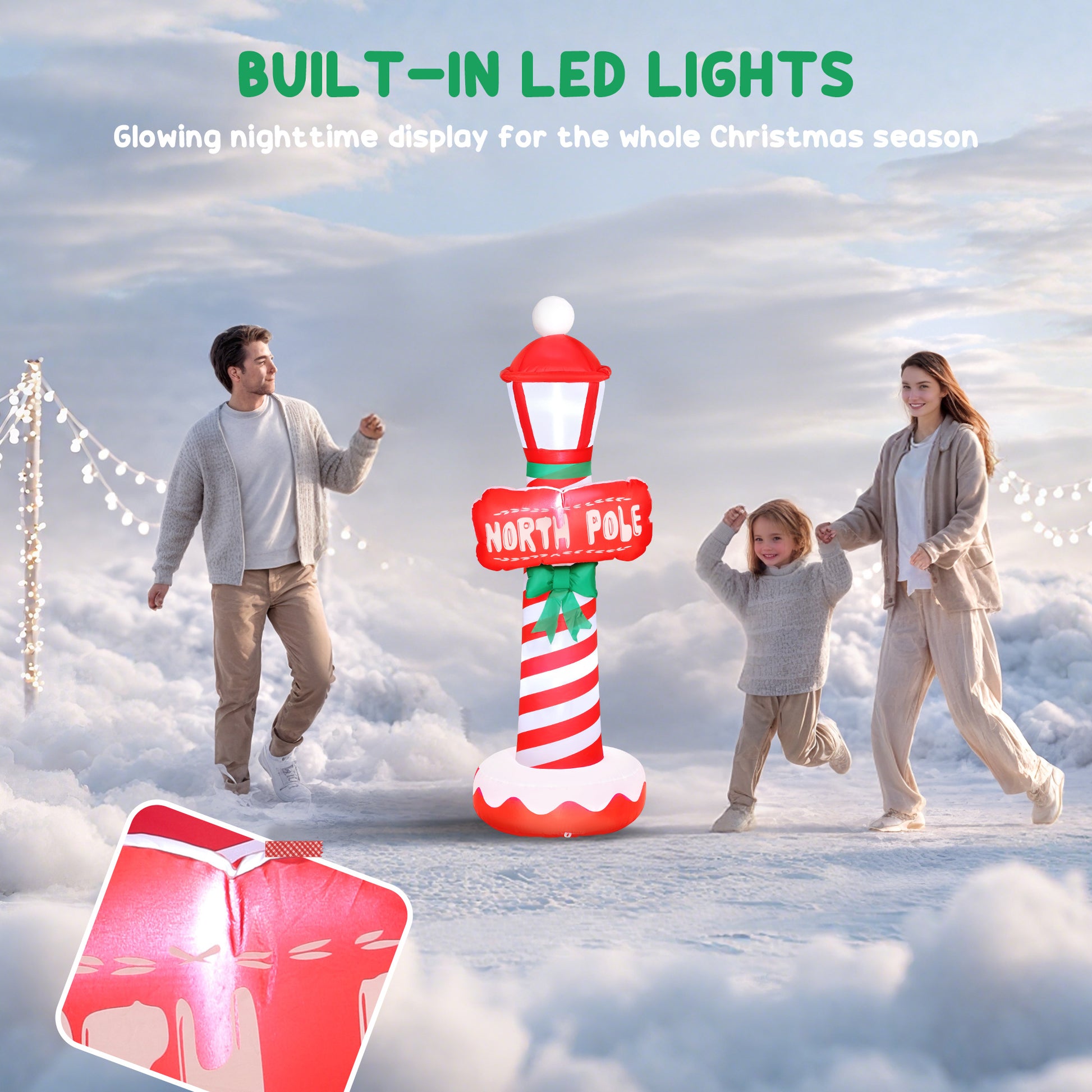 6FT Christmas Inflatable Decoration, Inflatable Lighthouse Xmas Blow Up Decor with LED Lights for Yard, Lawn, Garden-Home Furnishings > Holiday & Seasonal > Christmas Decorations > Christmas Inflatables-DECOROLALA