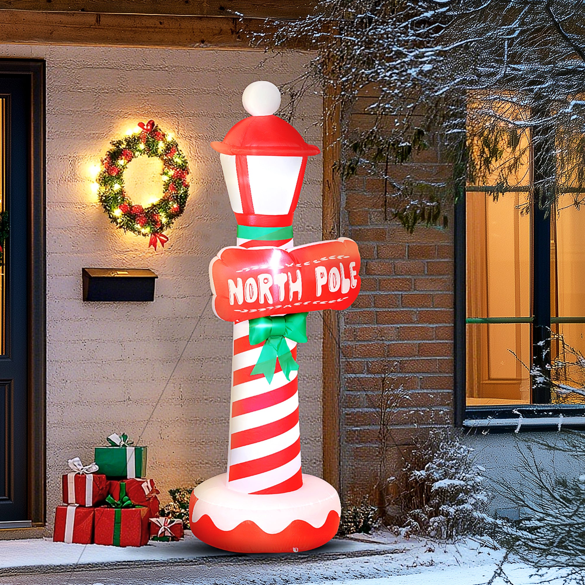 6FT Christmas Inflatable Decoration, Inflatable Lighthouse Xmas Blow Up Decor with LED Lights for Yard, Lawn, Garden-Home Furnishings > Holiday & Seasonal > Christmas Decorations > Christmas Inflatables-DECOROLALA
