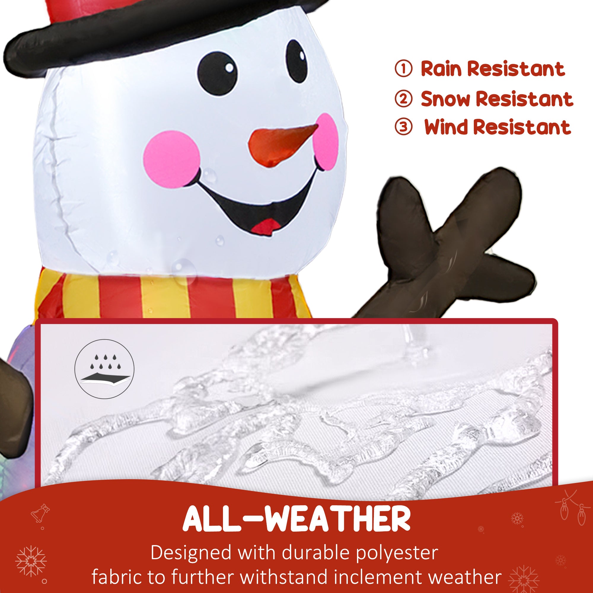 6FT Christmas Inflatables Snowman & Penguins with LED Lights and Flashing Projector Light, Blow Up Inflatable Decoration-Home Furnishings > Holiday & Seasonal > Christmas Decorations > Christmas Inflatables-DECOROLALA