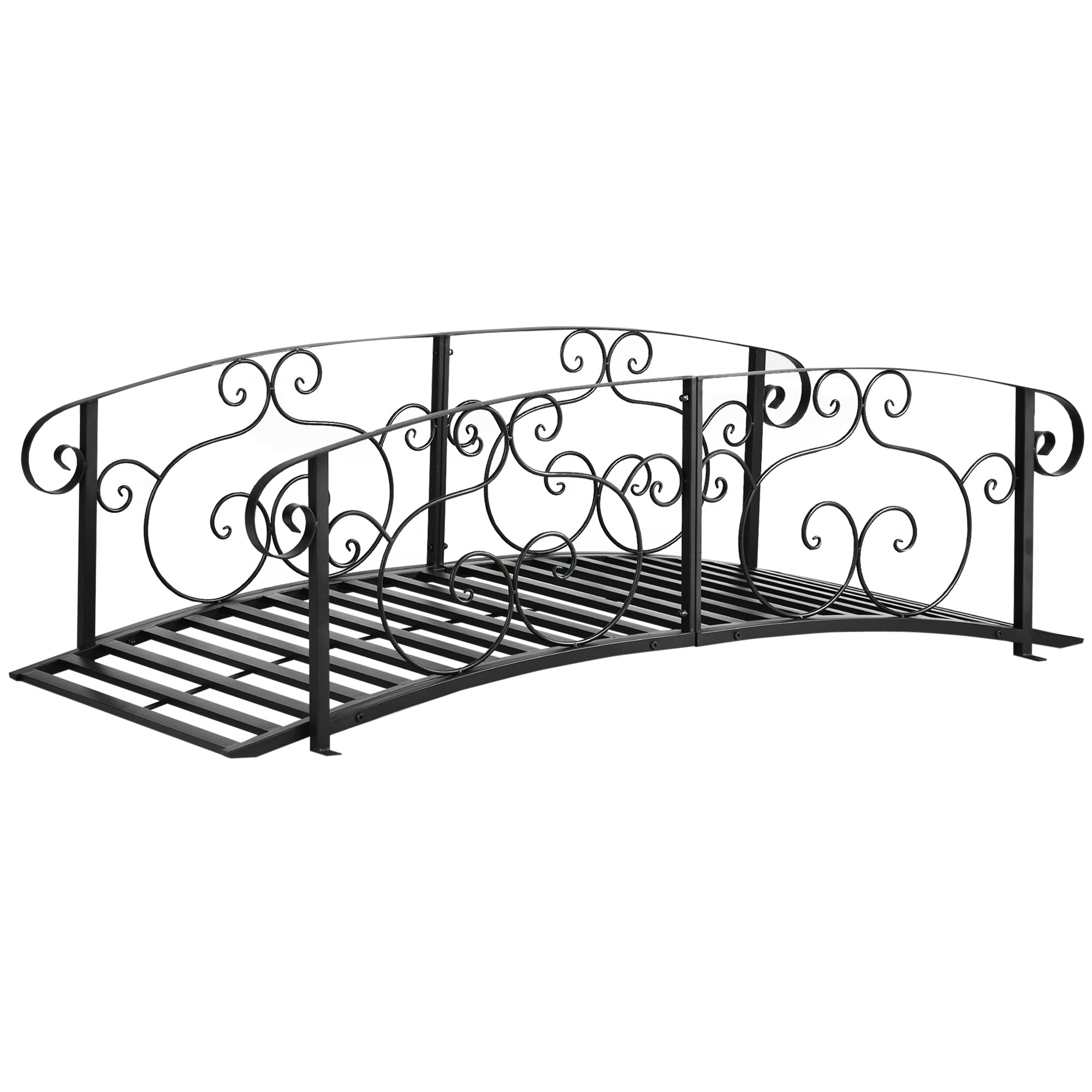 6FT Steel Garden Bridge - Black Decorative Arched Walkway-DECOROLALA