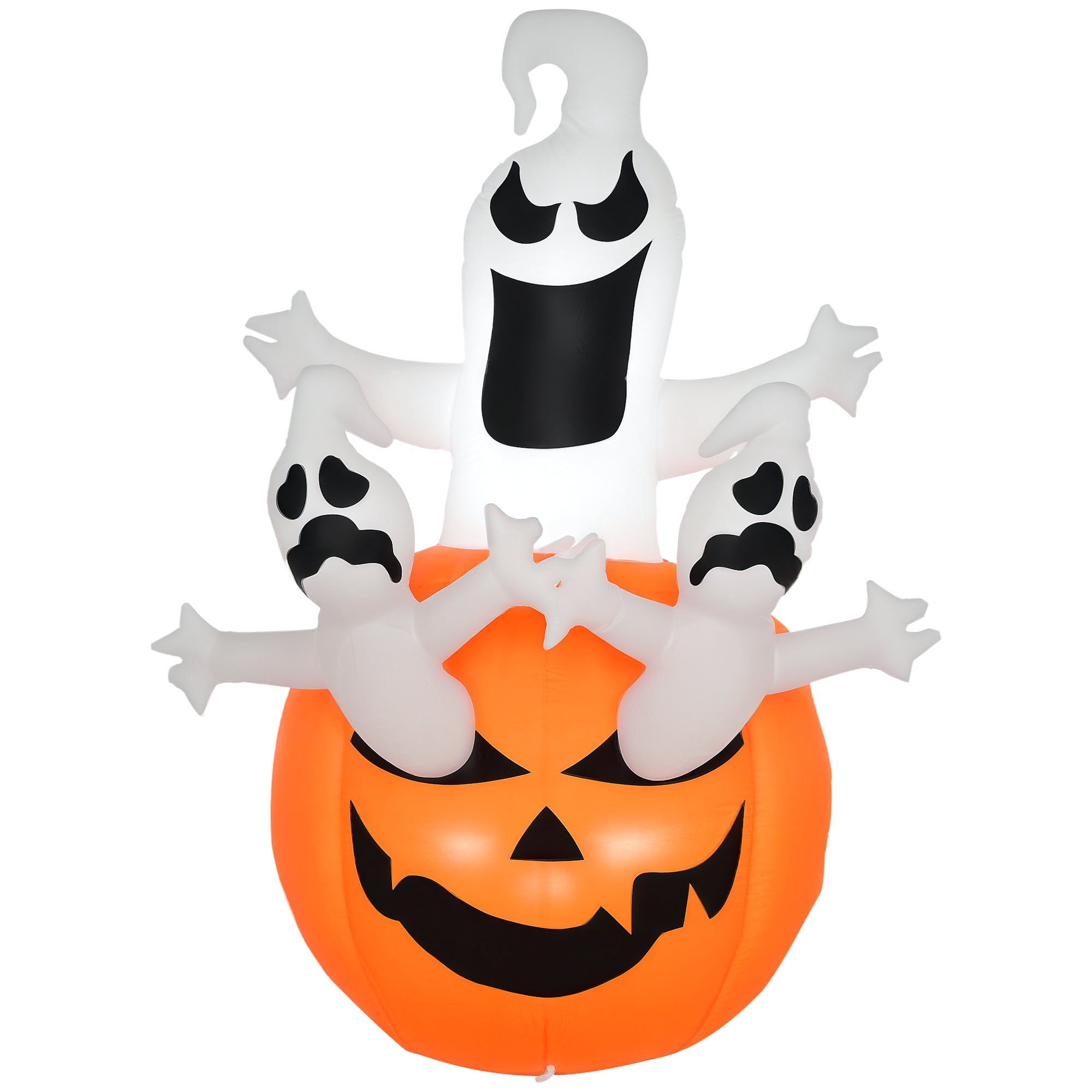 6FT Tall Halloween Inflatable Jack-O-Lantern and Ghosts, Outdoor Blow Up Yard Decoration with Pumpkin Lantern and LED Lights for Garden, Lawn, Party, Holiday-Home Furnishings > Holiday & Seasonal > Halloween Decorations-DECOROLALA