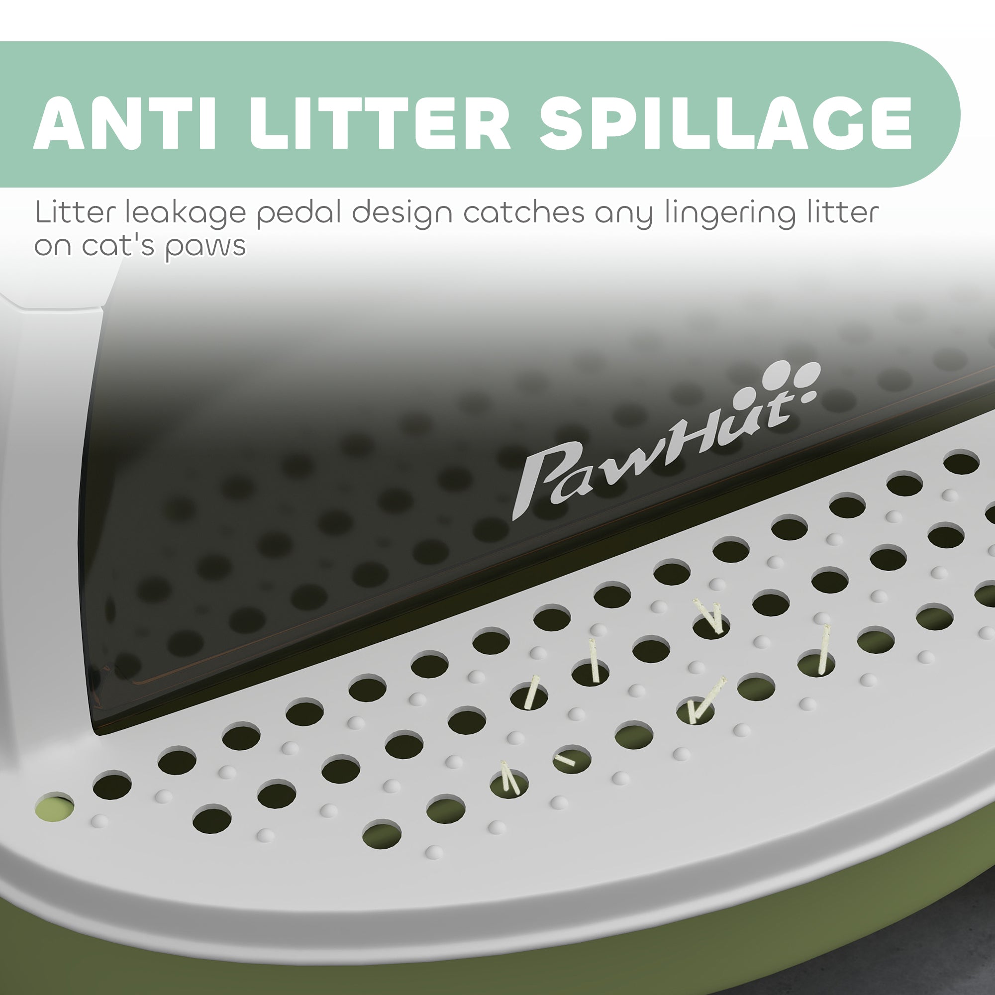 Cat Litter Box with Lid, Front Door Flap, Scoop, Handle, Easy Clean, for Small and Medium Cats, Green