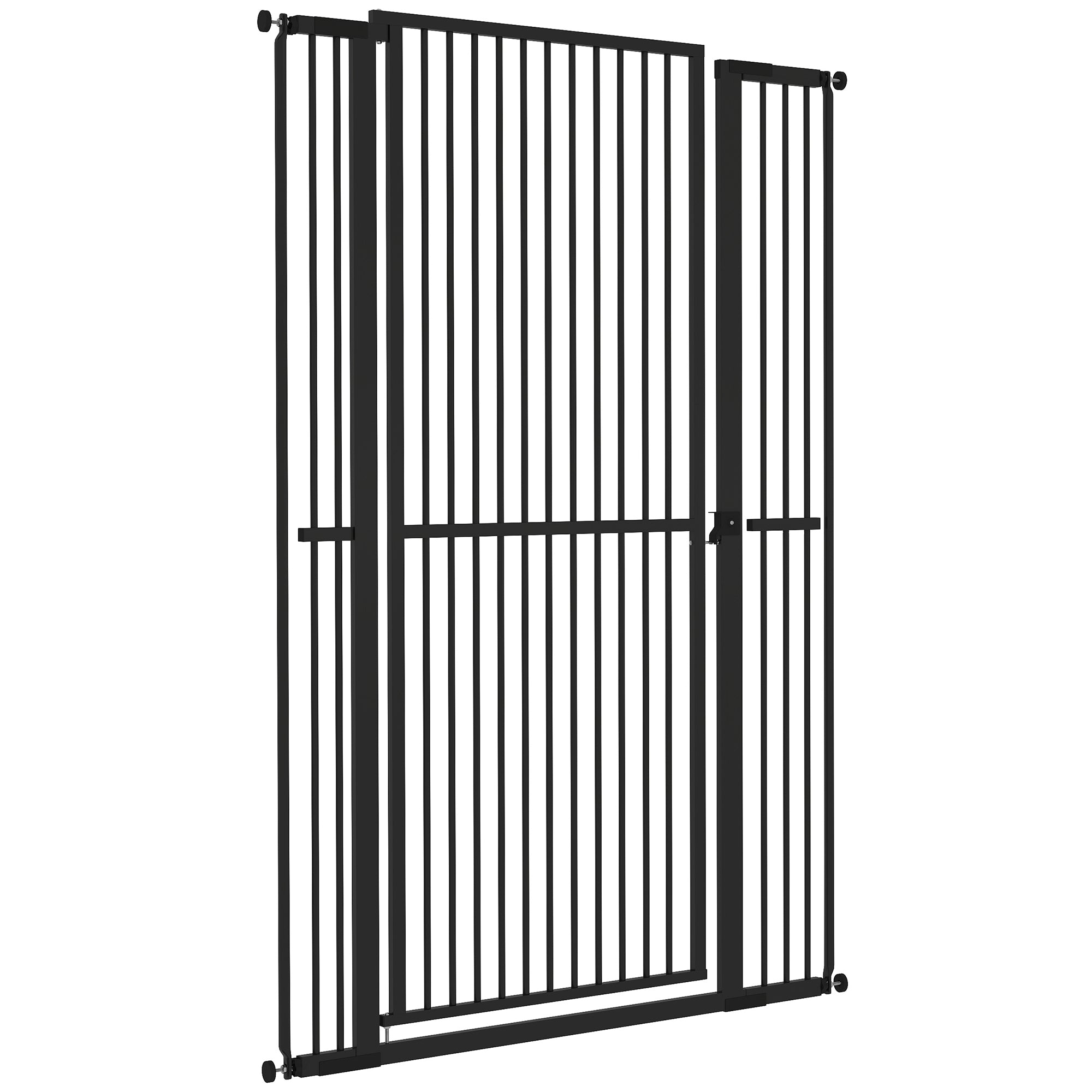 59" Extra Tall Cat Gate, 30"-41" Pet Gate with 2.8" and 5.5" Extensions, for Doorway, Hallway, Stairway, Black-Dogs-DECOROLALA