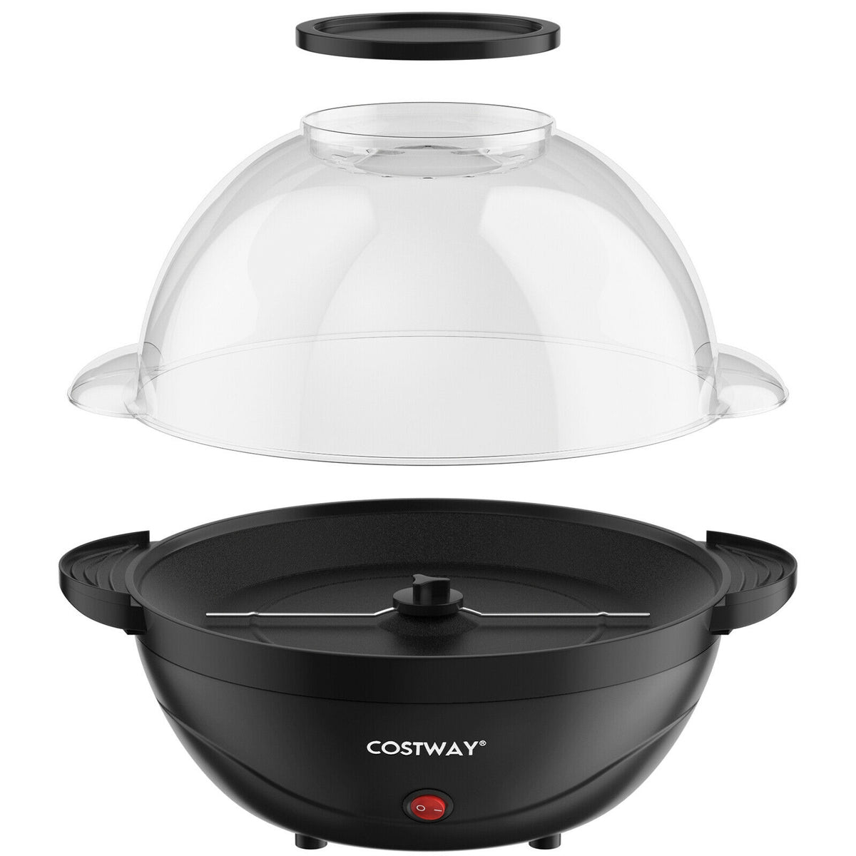 6QT Stirring Popcorn Popper Maker with Nonstick Plate-Black-Small Appliances-DECOROLALA