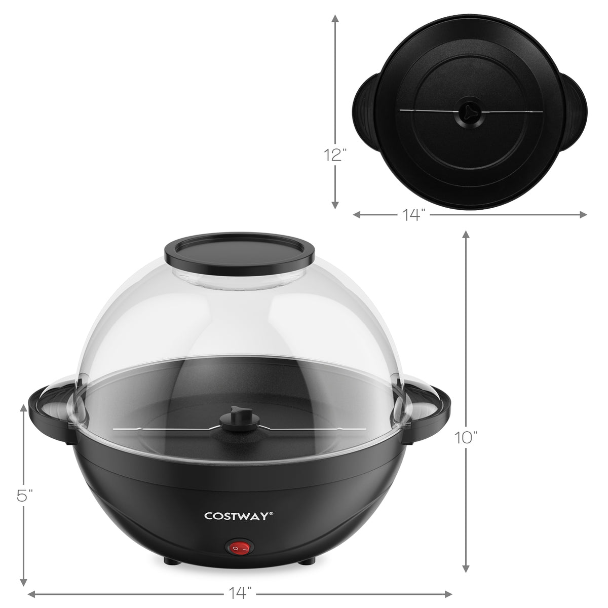 6QT Stirring Popcorn Popper Maker with Nonstick Plate-Black-Small Appliances-DECOROLALA