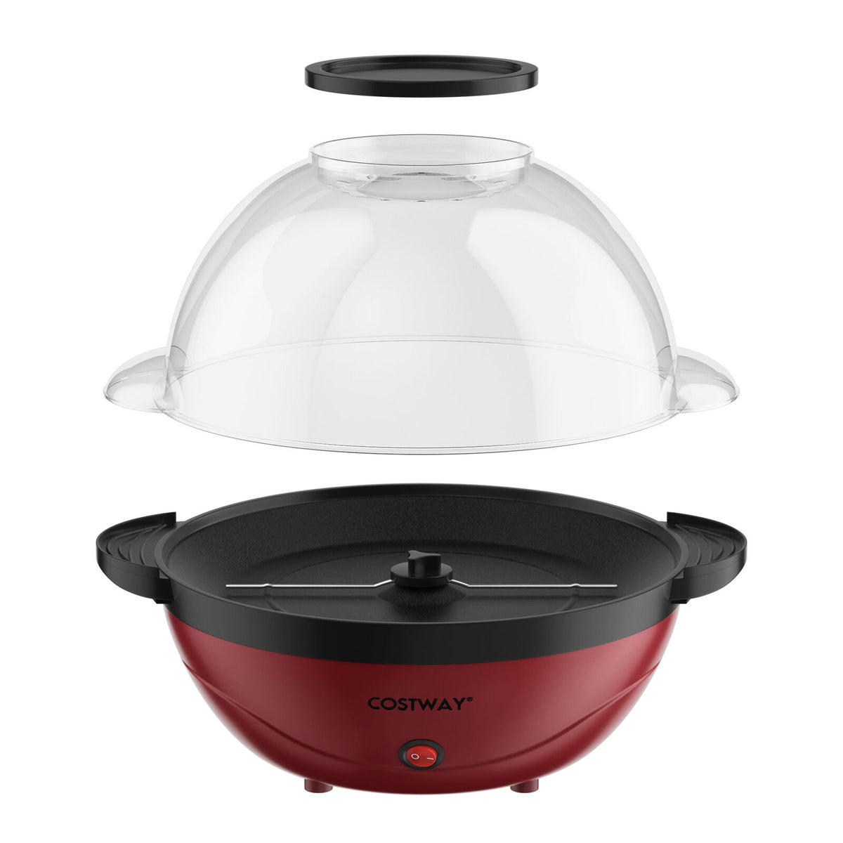 6QT Stirring Popcorn Popper Maker with Nonstick Plate-Red-Small Appliances-DECOROLALA