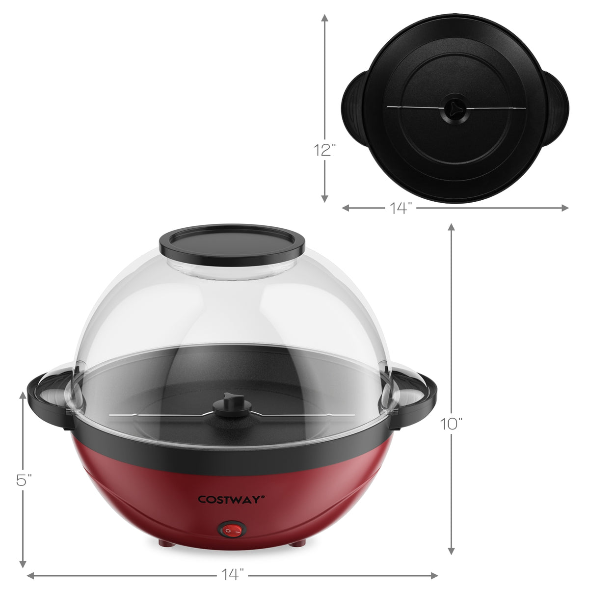 6QT Stirring Popcorn Popper Maker with Nonstick Plate-Red-Small Appliances-DECOROLALA