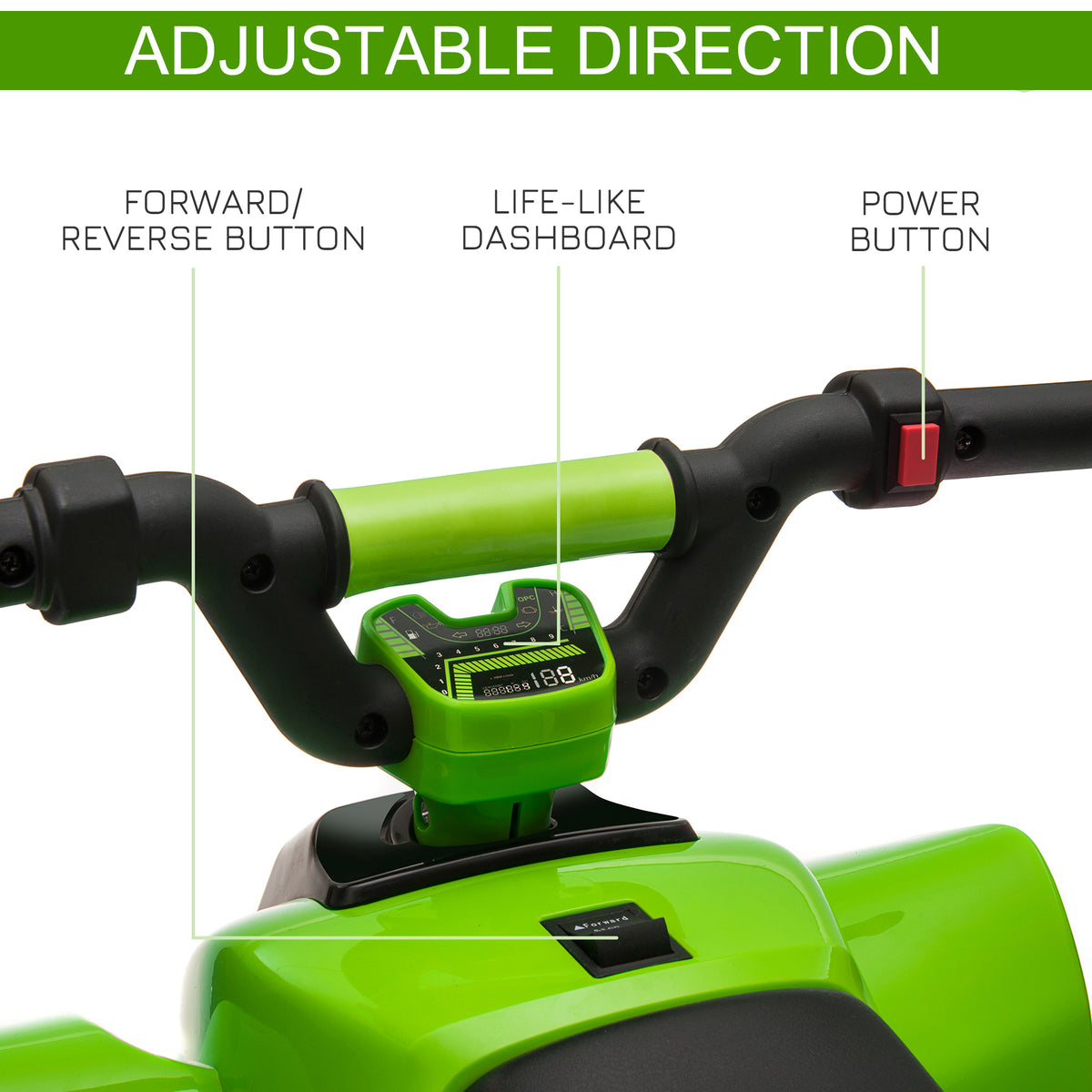 Kids Ride on ATV, 6V Battery Powered Quad Car with Forward, Reverse Switch, for Boys Girls 18-36 Months-Toys & Games > Baby & Toddler Toys > Electric Ride-On Toys > Electric Toy Cars-DECOROLALA