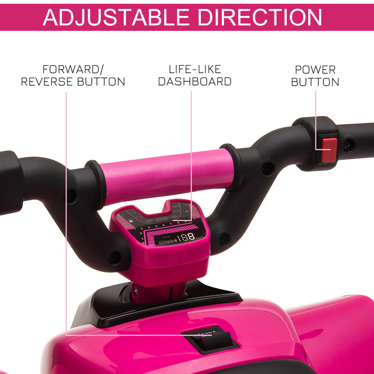 Kids Ride on ATV, 6V Battery Powered Quad Car with Forward, Reverse Switch, for Boys Girls 18-36 Months-Toys & Games > Baby & Toddler Toys > Electric Ride-On Toys > Electric Toy Cars-DECOROLALA