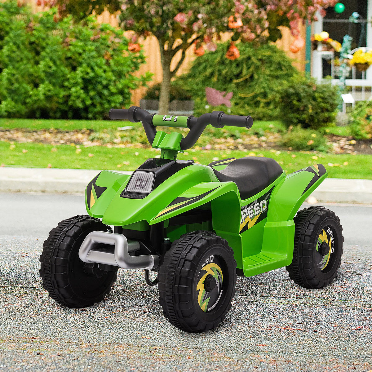 Kids Ride on ATV, 6V Battery Powered Quad Car with Forward, Reverse Switch, for Boys Girls 18-36 Months-Toys & Games > Baby & Toddler Toys > Electric Ride-On Toys > Electric Toy Cars-DECOROLALA