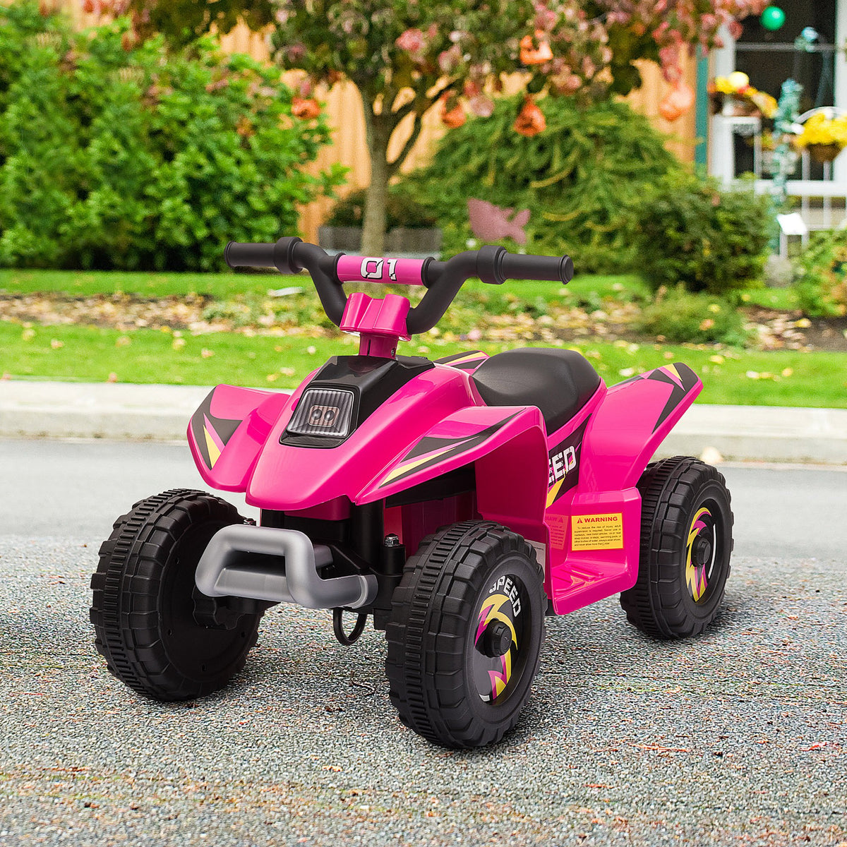 Kids Ride on ATV, 6V Battery Powered Quad Car with Forward, Reverse Switch, for Boys Girls 18-36 Months-Toys & Games > Baby & Toddler Toys > Electric Ride-On Toys > Electric Toy Cars-DECOROLALA