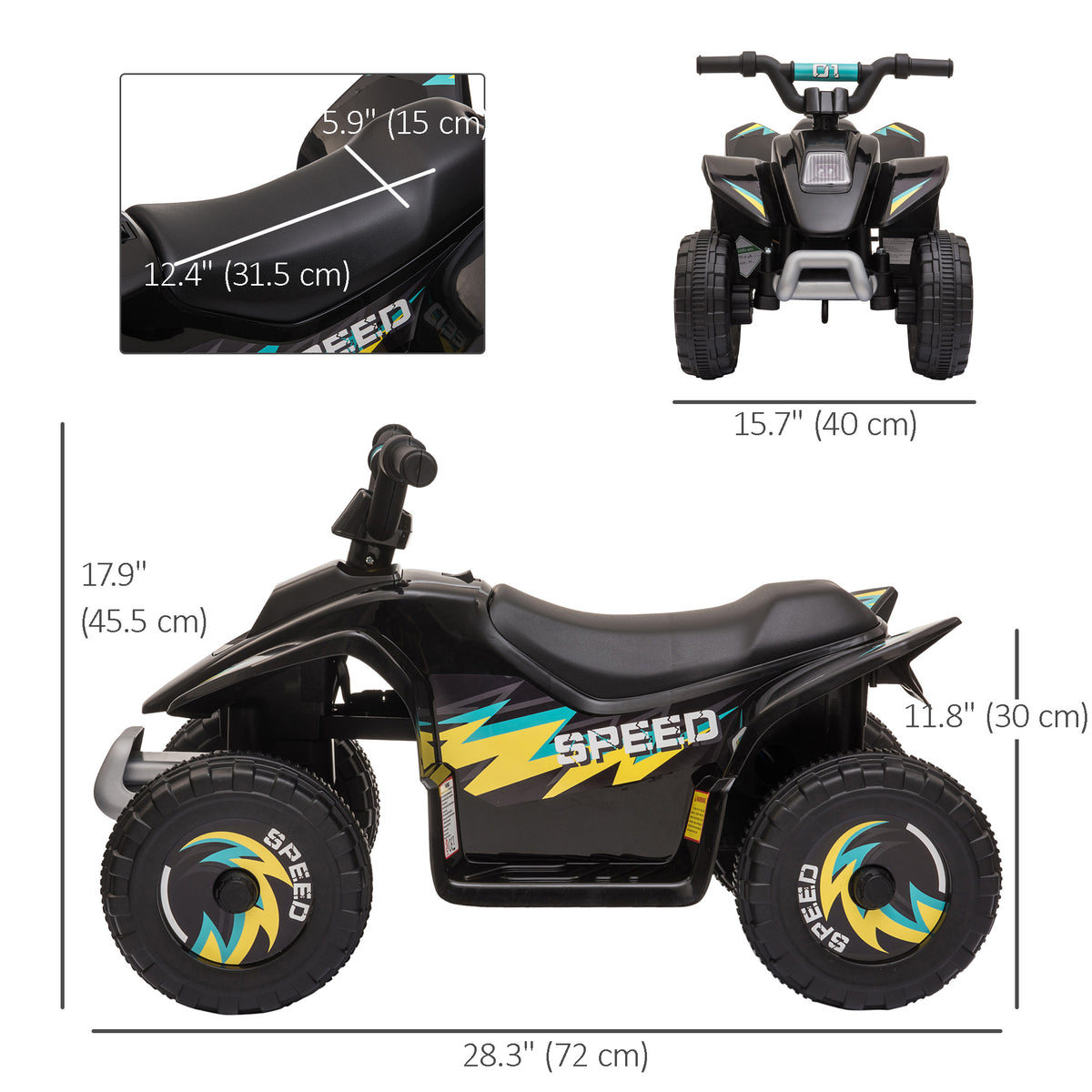 Kids Ride on ATV, 6V Battery Powered Quad Car with Forward, Reverse Switch, for Boys Girls 18-36 Months-Toys & Games > Baby & Toddler Toys > Electric Ride-On Toys > Electric Toy Cars-DECOROLALA