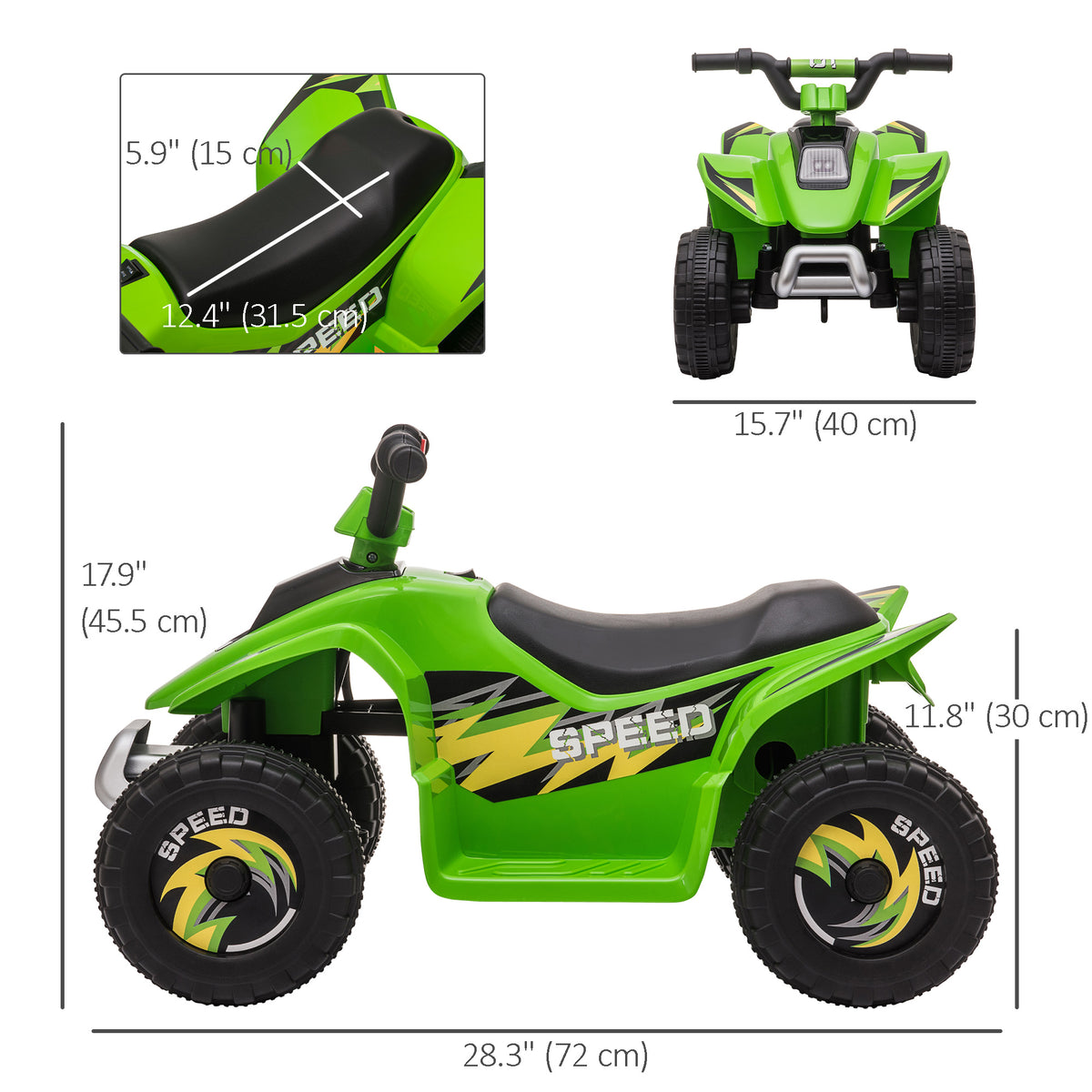 Kids Ride on ATV, 6V Battery Powered Quad Car with Forward, Reverse Switch, for Boys Girls 18-36 Months-Toys & Games > Baby & Toddler Toys > Electric Ride-On Toys > Electric Toy Cars-DECOROLALA