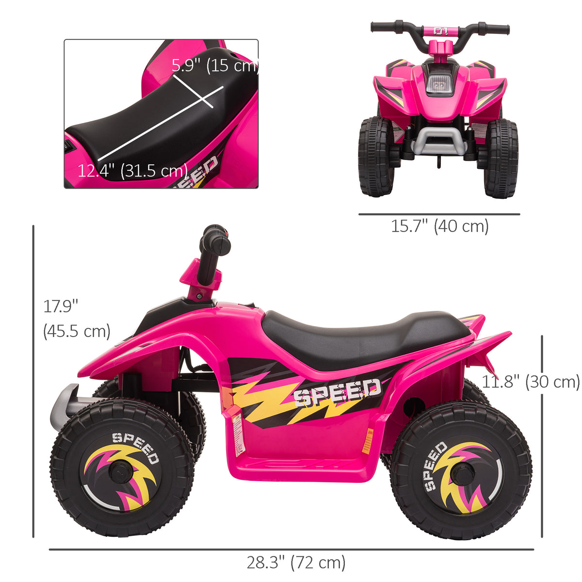 Kids Ride on ATV, 6V Battery Powered Quad Car with Forward, Reverse Switch, for Boys Girls 18-36 Months-Toys & Games > Baby & Toddler Toys > Electric Ride-On Toys > Electric Toy Cars-DECOROLALA