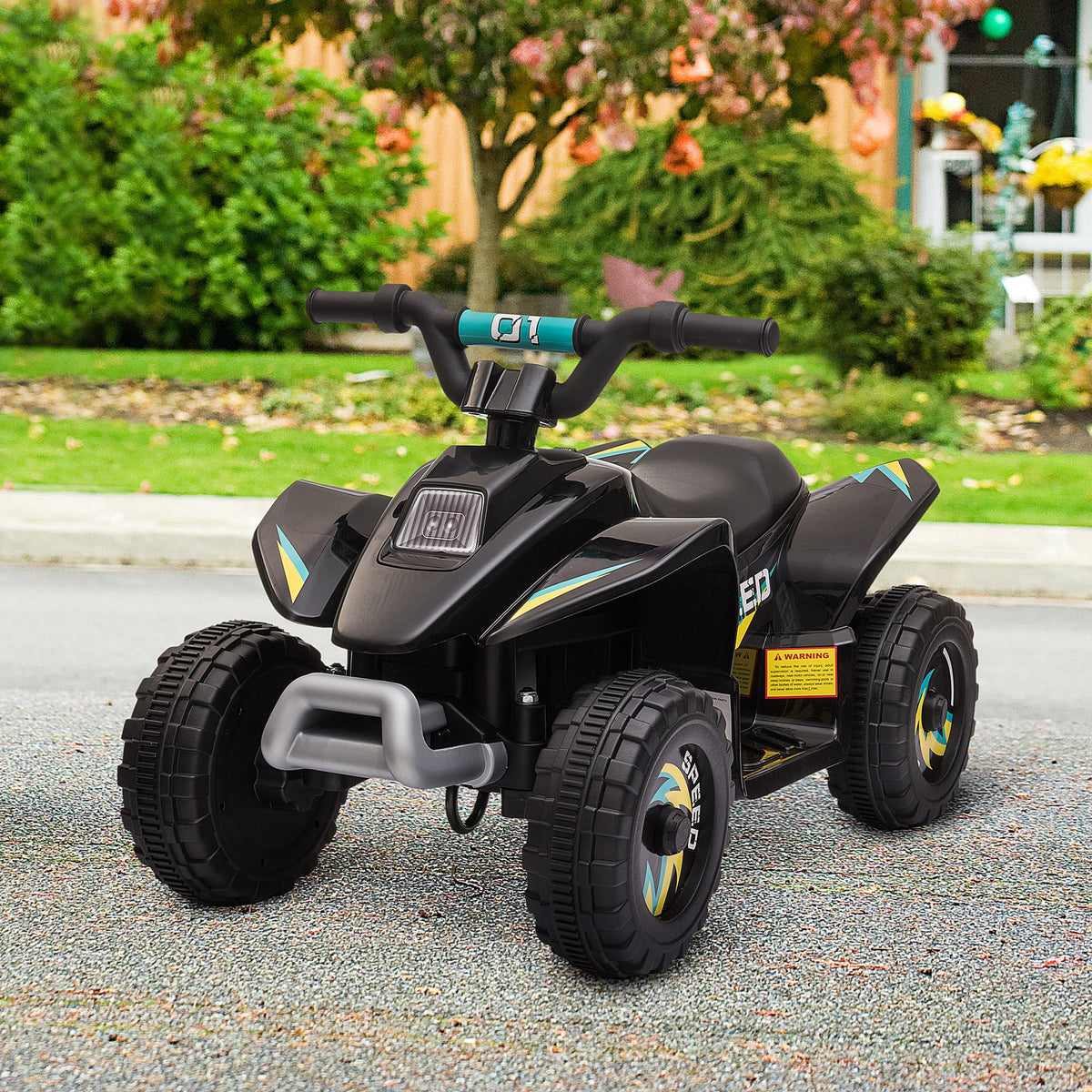 Kids Ride on ATV, 6V Battery Powered Quad Car with Forward, Reverse Switch, for Boys Girls 18-36 Months-Toys & Games > Baby & Toddler Toys > Electric Ride-On Toys > Electric Toy Cars-DECOROLALA