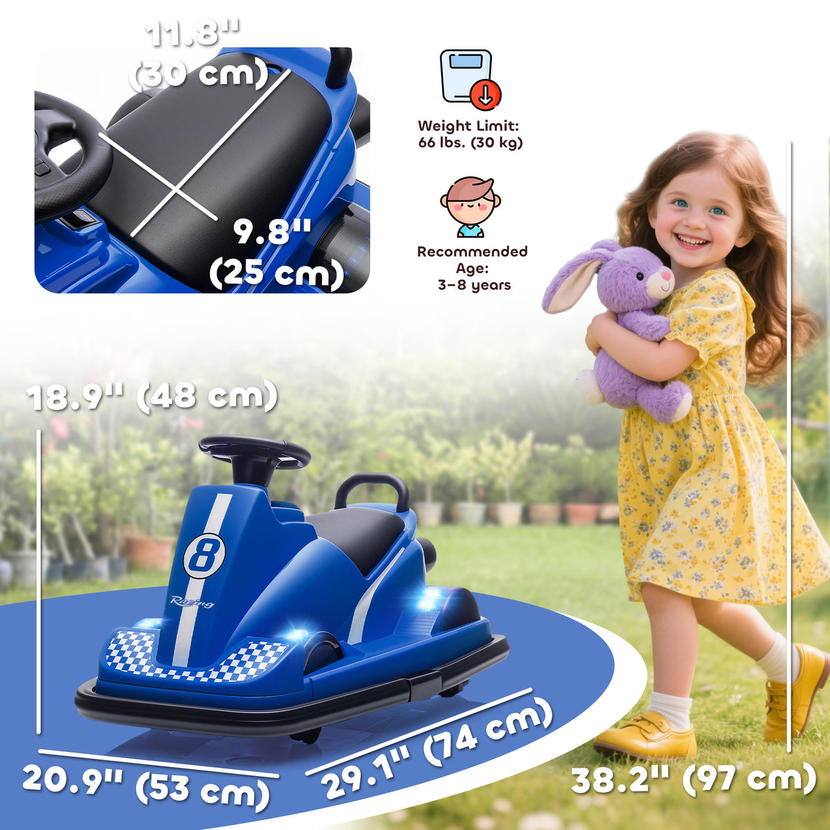 Bumper Car for Kids, 6V Battery Powered Bumping Car with 360 Degree Spin, Dual Motors, Music, for 3-8 Years-Toys & Games > Baby & Toddler Toys > Electric Ride-On Toys > Electric Toy Cars-DECOROLALA