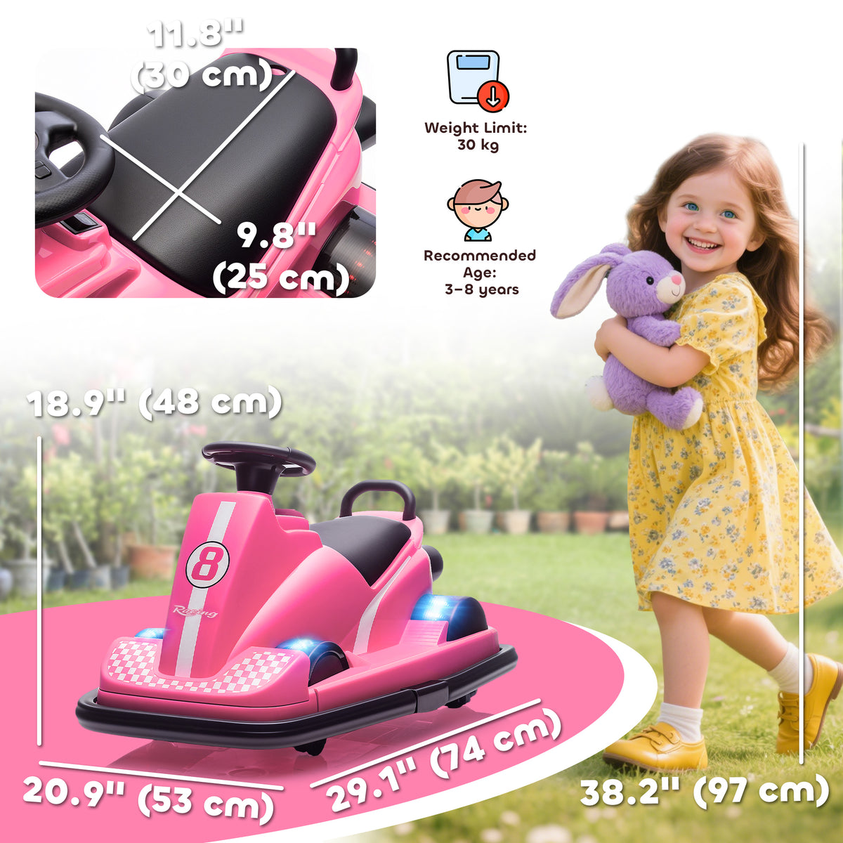 Bumper Car for Kids, 6V Battery Powered Bumping Car with 360 Degree Spin, Dual Motors, Music, for 3-8 Years-Toys & Games > Baby & Toddler Toys > Electric Ride-On Toys > Electric Toy Cars-DECOROLALA