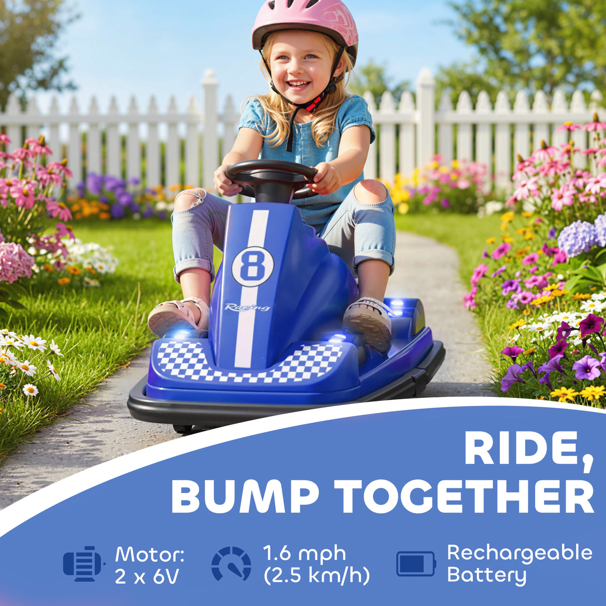 Bumper Car for Kids, 6V Battery Powered Bumping Car with 360 Degree Spin, Dual Motors, Music, for 3-8 Years-Toys & Games > Baby & Toddler Toys > Electric Ride-On Toys > Electric Toy Cars-DECOROLALA