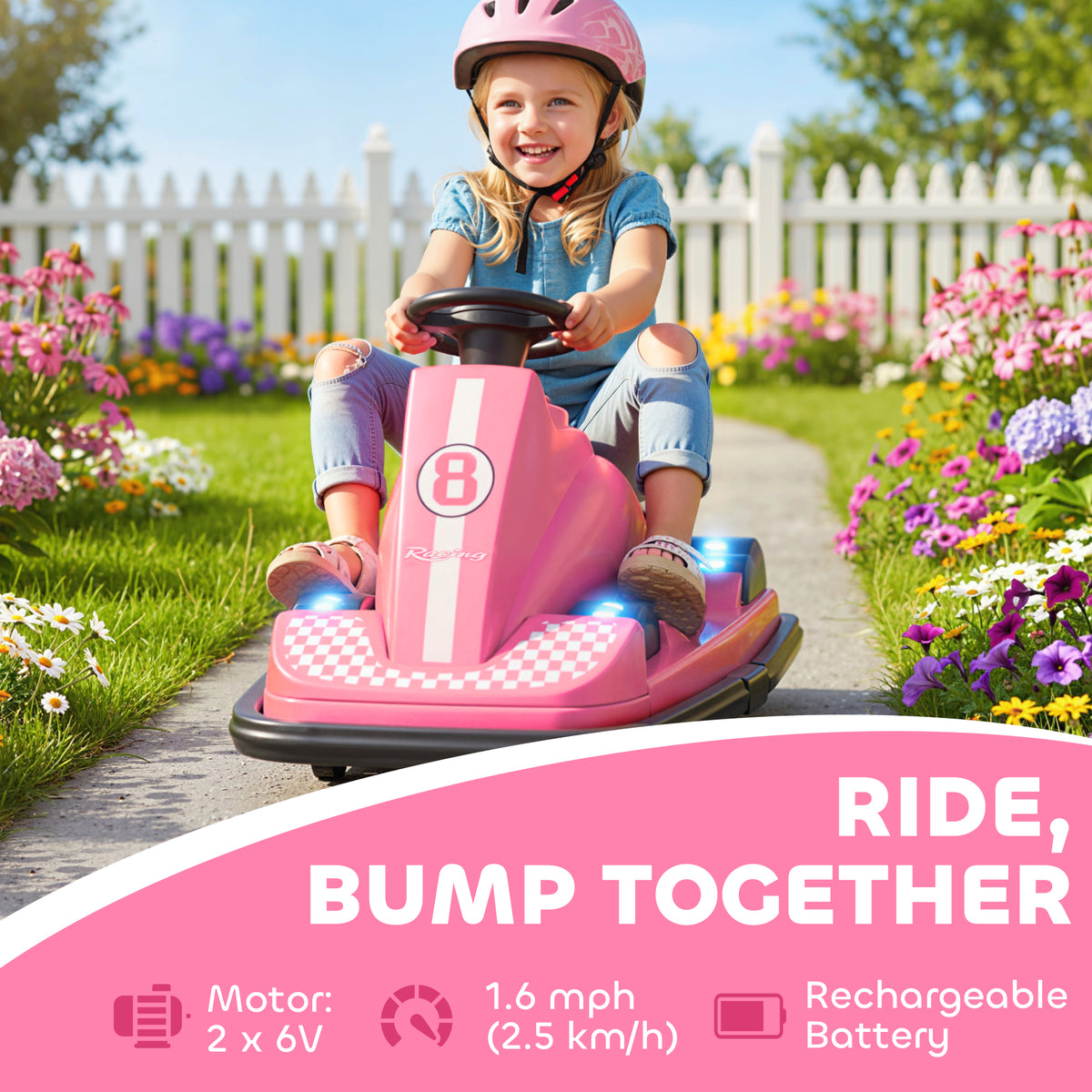 Bumper Car for Kids, 6V Battery Powered Bumping Car with 360 Degree Spin, Dual Motors, Music, for 3-8 Years-Toys & Games > Baby & Toddler Toys > Electric Ride-On Toys > Electric Toy Cars-DECOROLALA