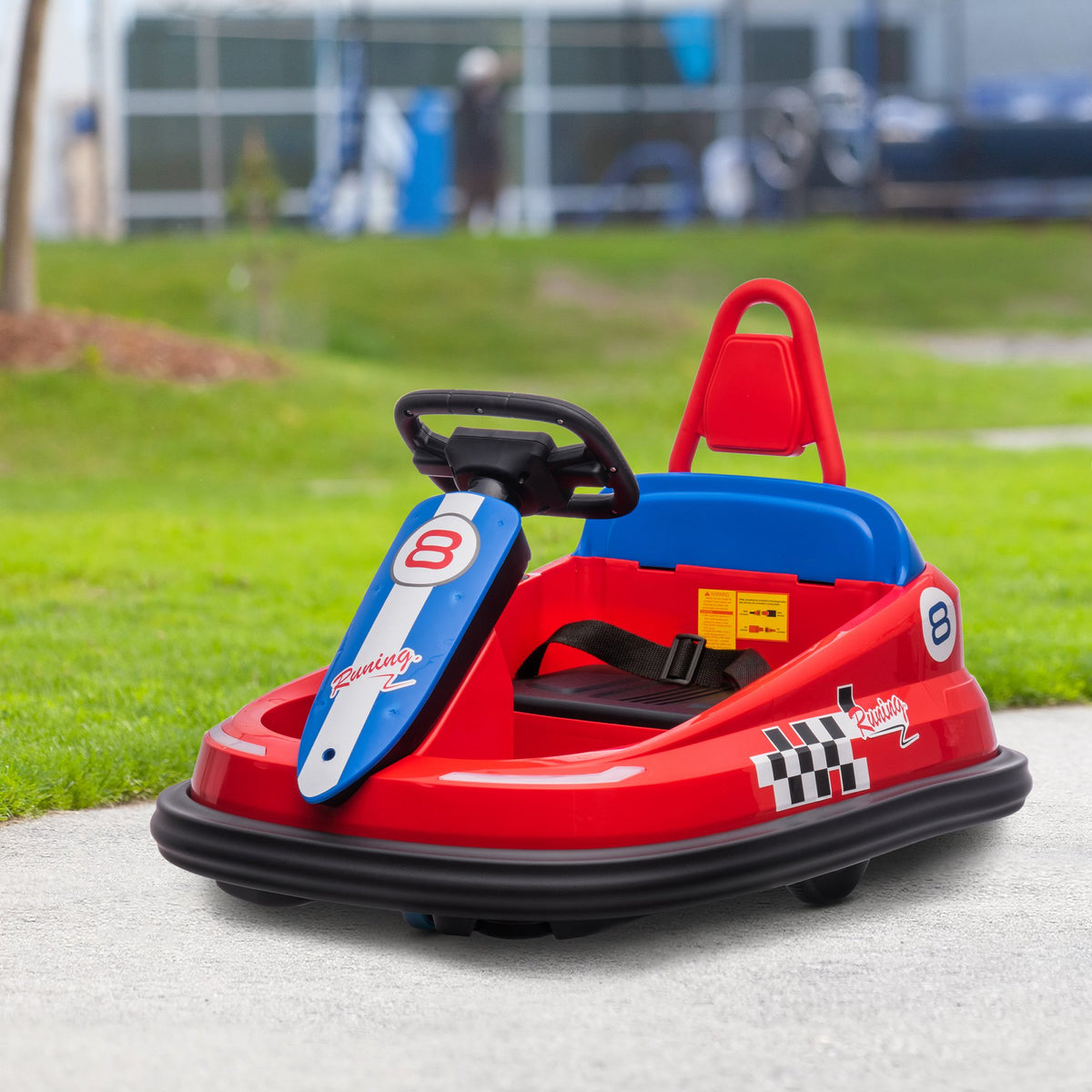 Kids Bumper Car, 6V 360Â° Rotation Electric Ride on Car, Twin Motors Battery Powered Toy with Music, Horn and Lights, Safety Belt, for Boys and Girls Aged 18-48 Months-Toys & Games > Baby & Toddler Toys > Electric Ride-On Toys > Electric Toy Cars-DECOROLALA
