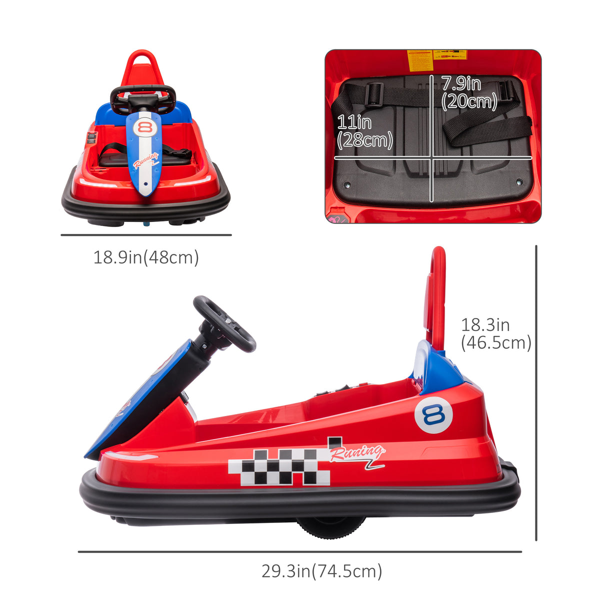 Kids Bumper Car, 6V 360Â° Rotation Electric Ride on Car, Twin Motors Battery Powered Toy with Music, Horn and Lights, Safety Belt, for Boys and Girls Aged 18-48 Months-Toys & Games > Baby & Toddler Toys > Electric Ride-On Toys > Electric Toy Cars-DECOROLALA