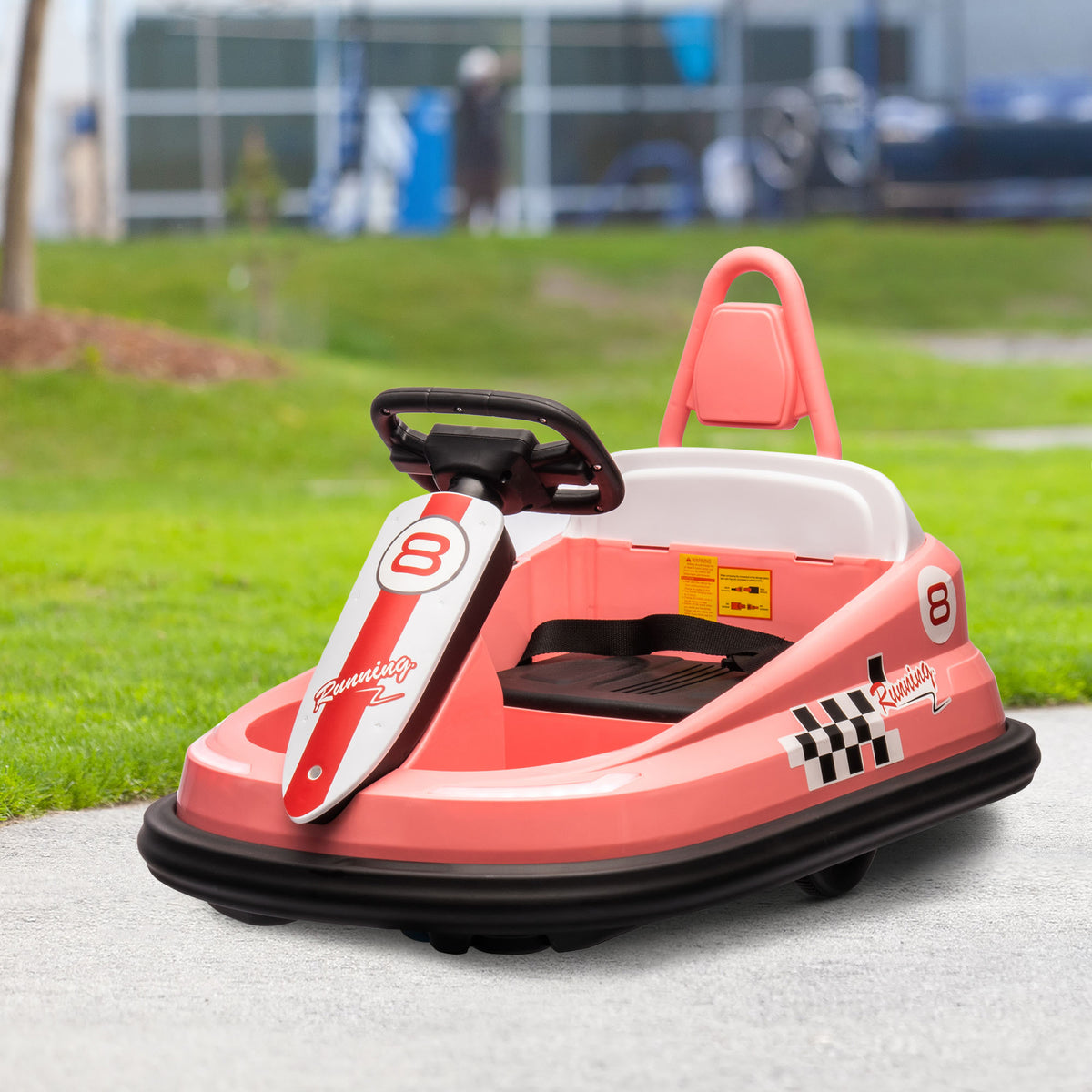 Kids Bumper Car, 6V 360Â° Rotation Electric Ride on Car, Twin Motors Battery Powered Toy with Music, Horn and Lights, Safety Belt, for Boys and Girls Aged 18-48 Months-Toys & Games > Baby & Toddler Toys > Electric Ride-On Toys > Electric Toy Cars-DECOROLALA