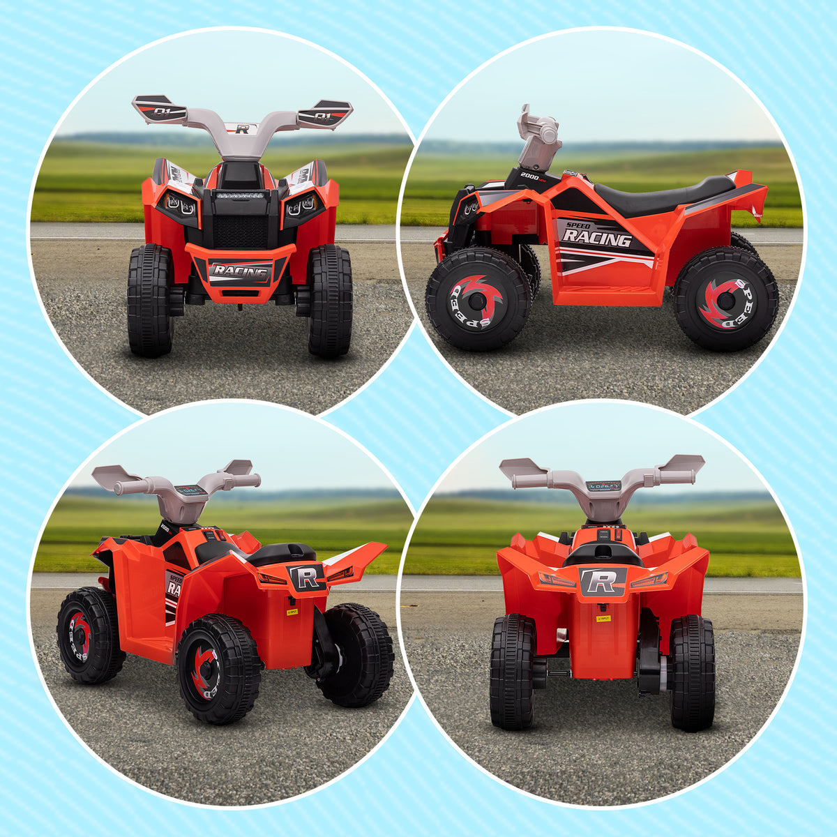 6V Quad Kids Electric Car with Wear-resistant Wheels, for Boys and Girls Aged 18-36 Months-Toys & Games > Baby & Toddler Toys > Electric Ride-On Toys > Electric Toy Cars-DECOROLALA