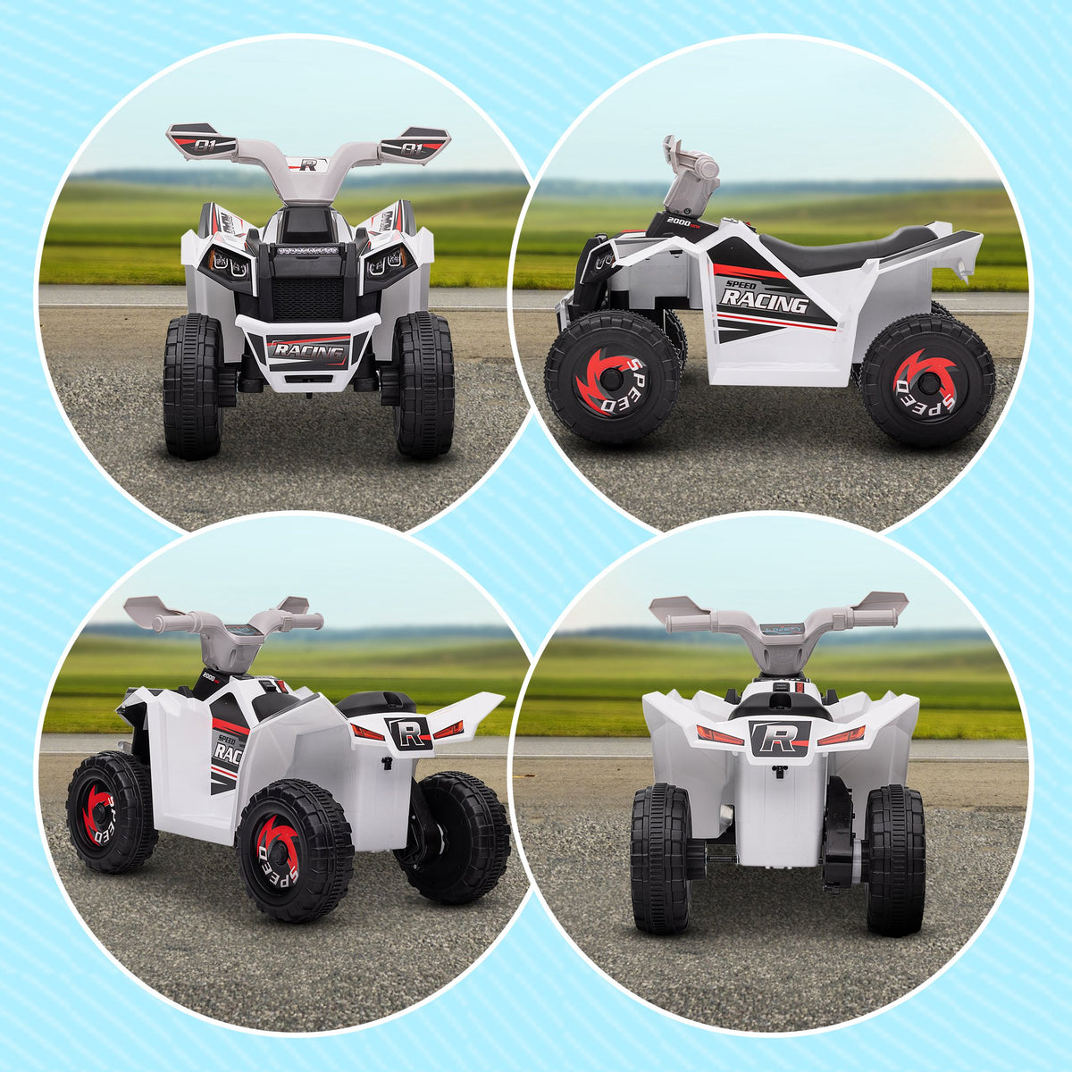 6V Quad Kids Electric Car with Wear-resistant Wheels, for Boys and Girls Aged 18-36 Months-Toys & Games > Baby & Toddler Toys > Electric Ride-On Toys > Electric Toy Cars-DECOROLALA
